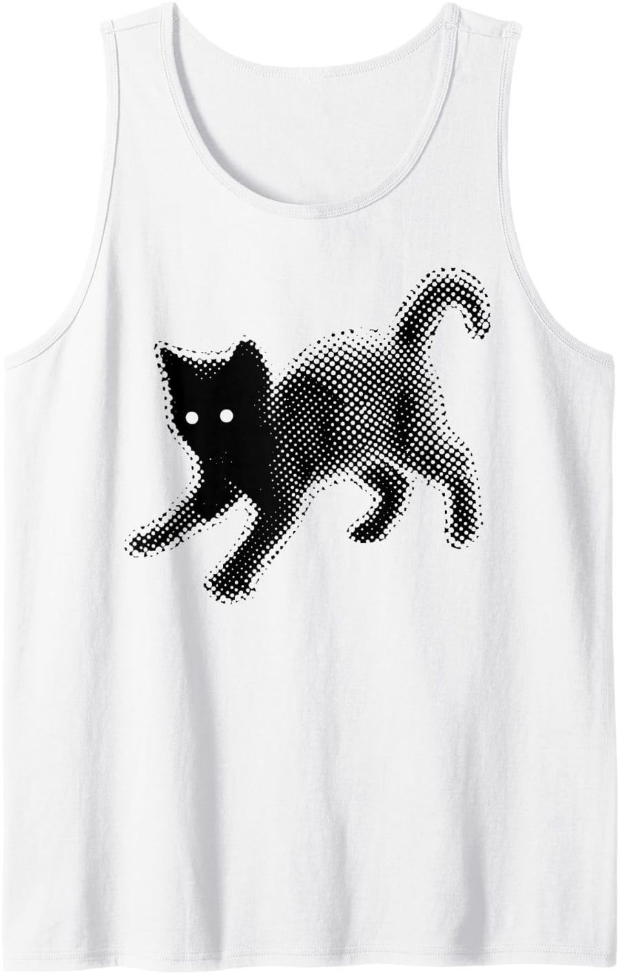 Black Cat Kitten Kitty Grunge Y2k 2000s Emo Alt Goth Sleeveless Tank Top - White