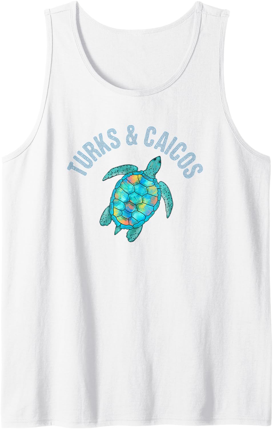 Turks & Caicos Beach Design / Sea Turtle Illustration Gift Tank Top - White
