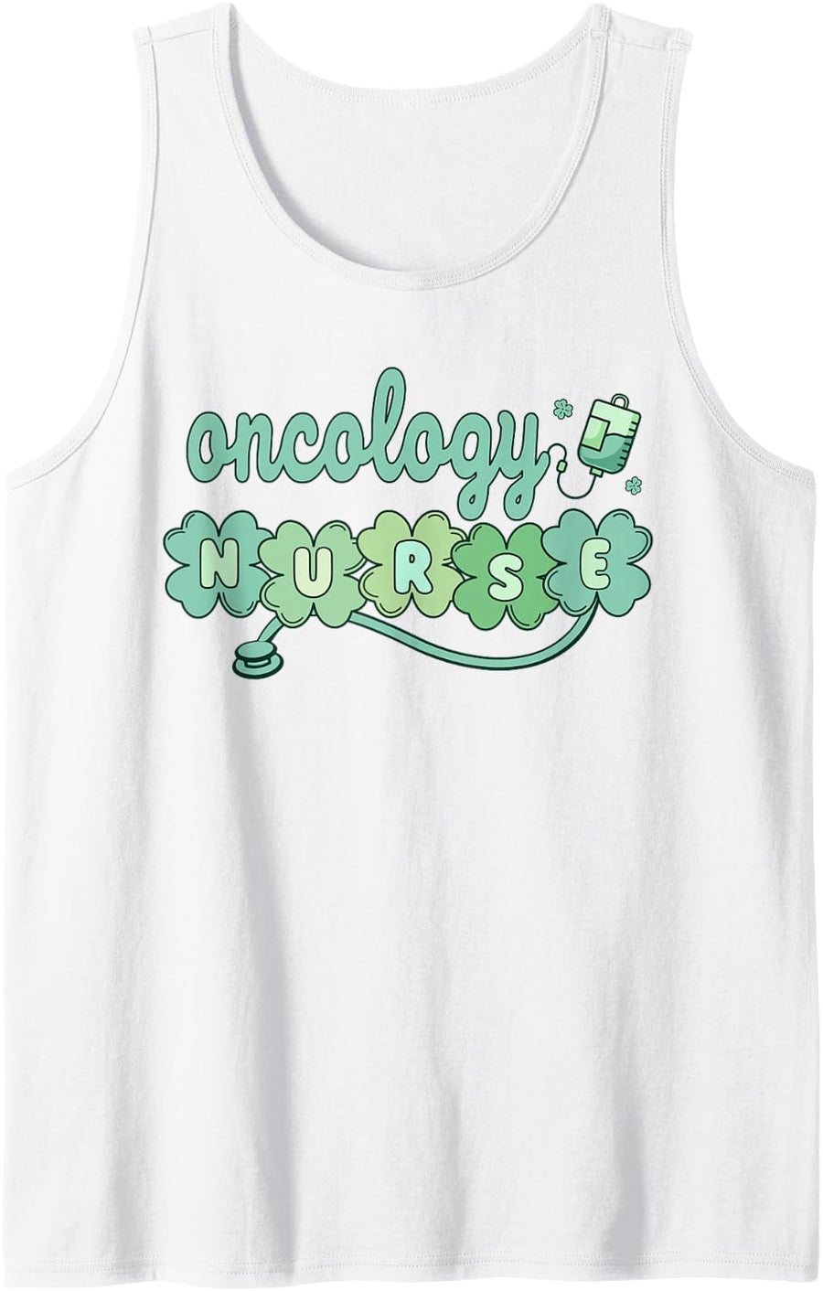 Oncology Nurse St Patricks Day Hem Onc Doula Lucky Clover Sleeveless Tank Top - White