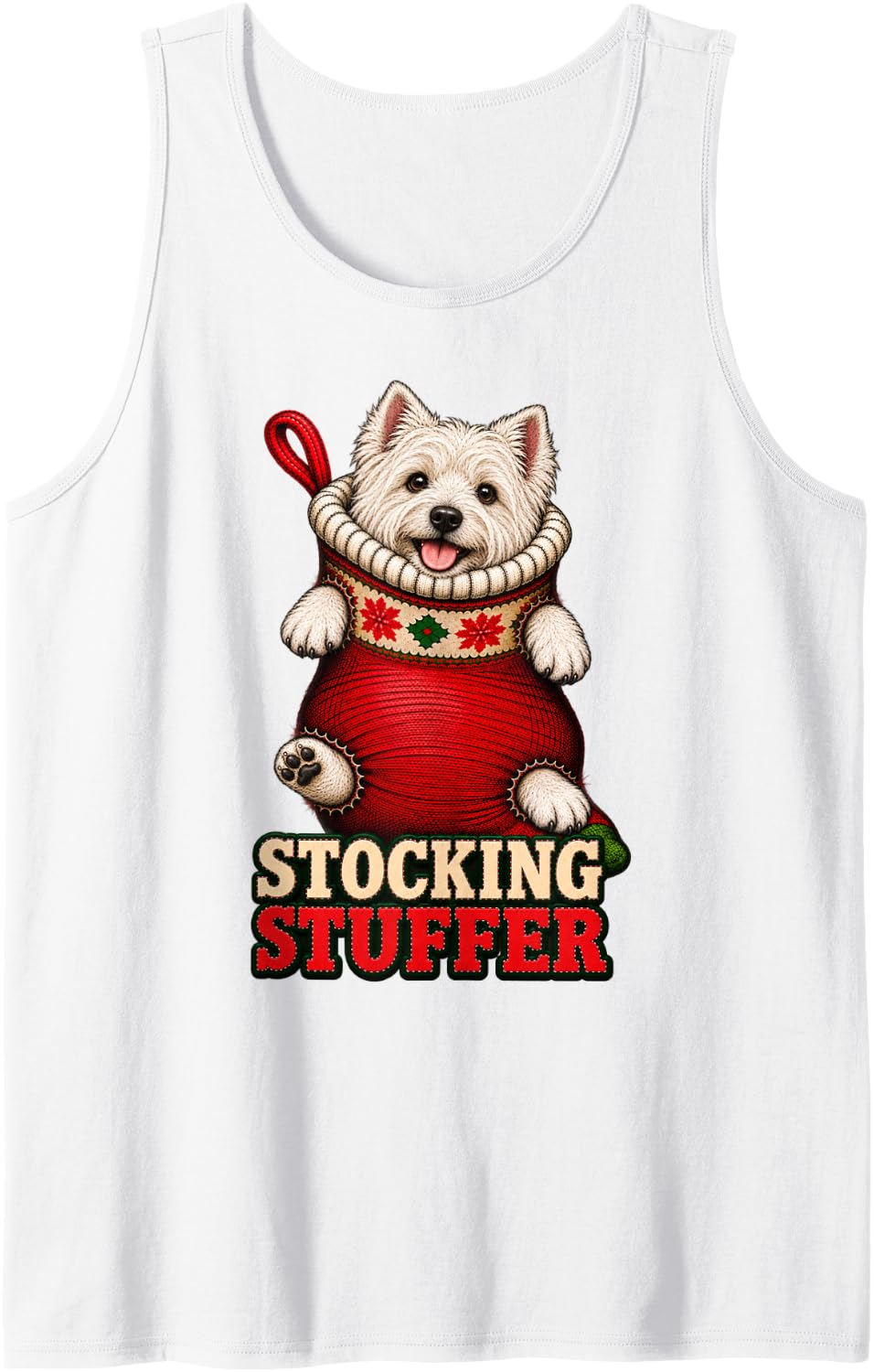 West Highland Terrier Dog Christmas Stocking Stuffer Sleeveless Tank Top - White