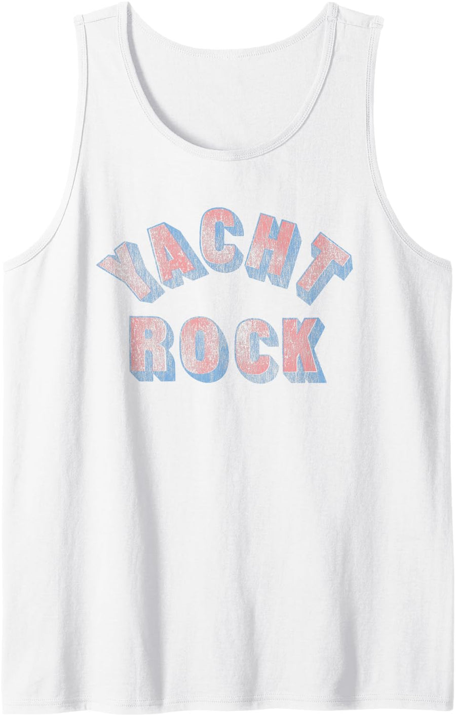 Yacht Rock Vintage Faded Block Letters 70's Music Lovers Sleeveless Tank Top - White