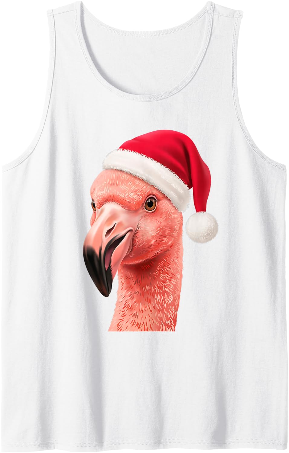 Funny Flamingo Santa Hat Christmas Wildlife Lover Sleeveless Tank Top - White