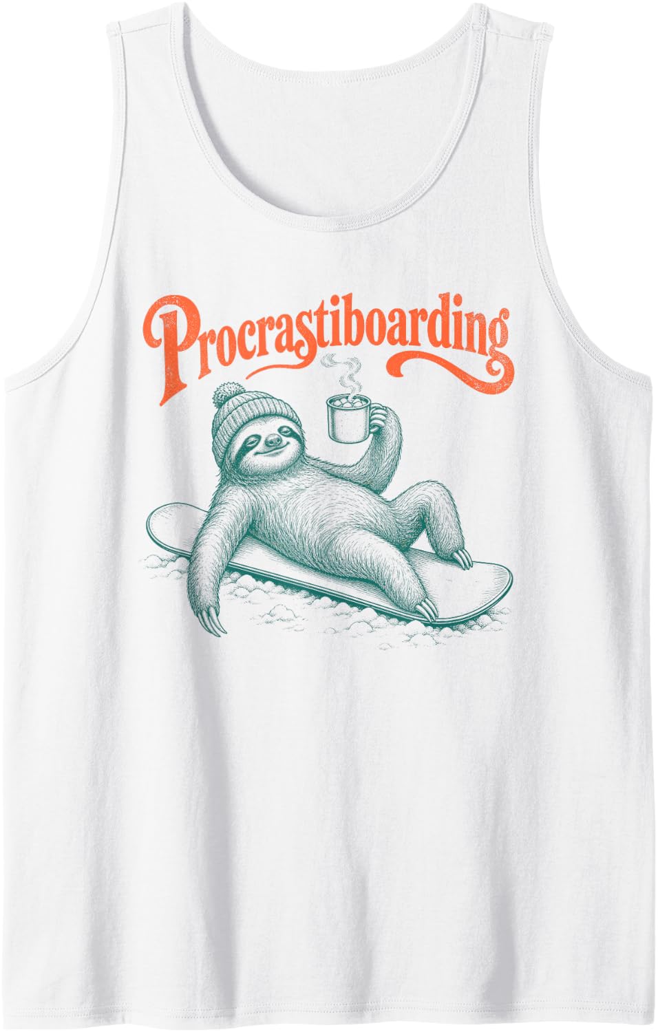 Procrastiboarding Snowboarding Tank Top - White