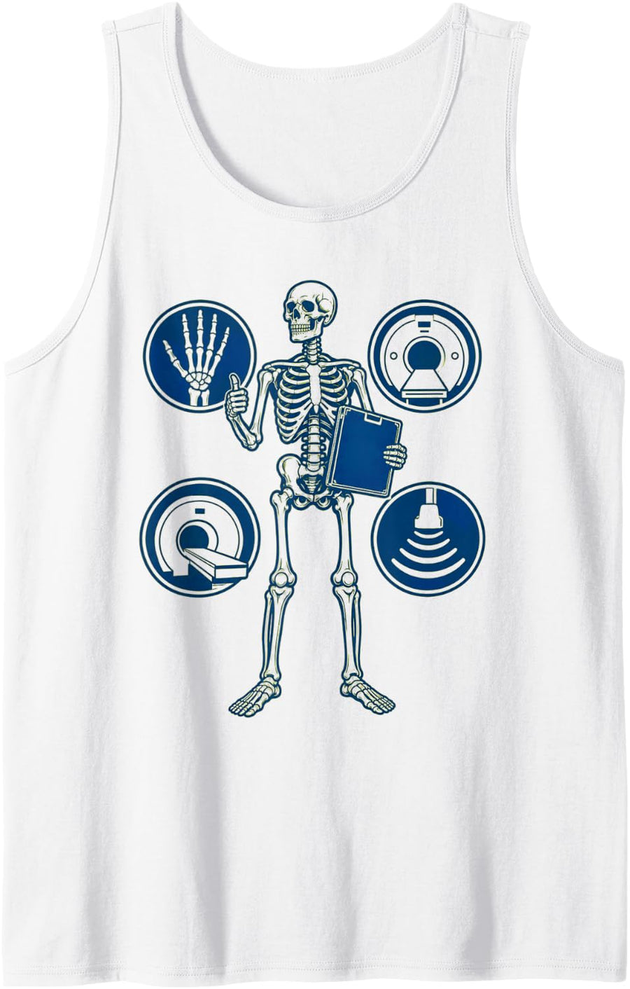 Funny Radiology Technologist Skeleton Medical Imaging Sleeveless Tank Top - White