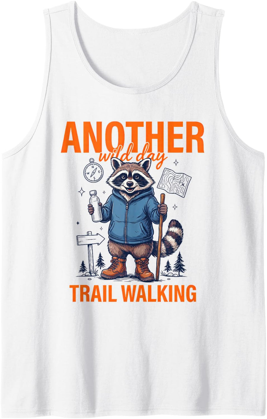 Trail Walking Trekking Rambling Stroller Walker Hiker Sleeveless Tank Top - White