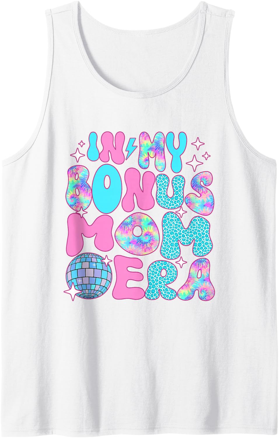Disco in My Bonus Mom Era Sleeveless Tank Top - White