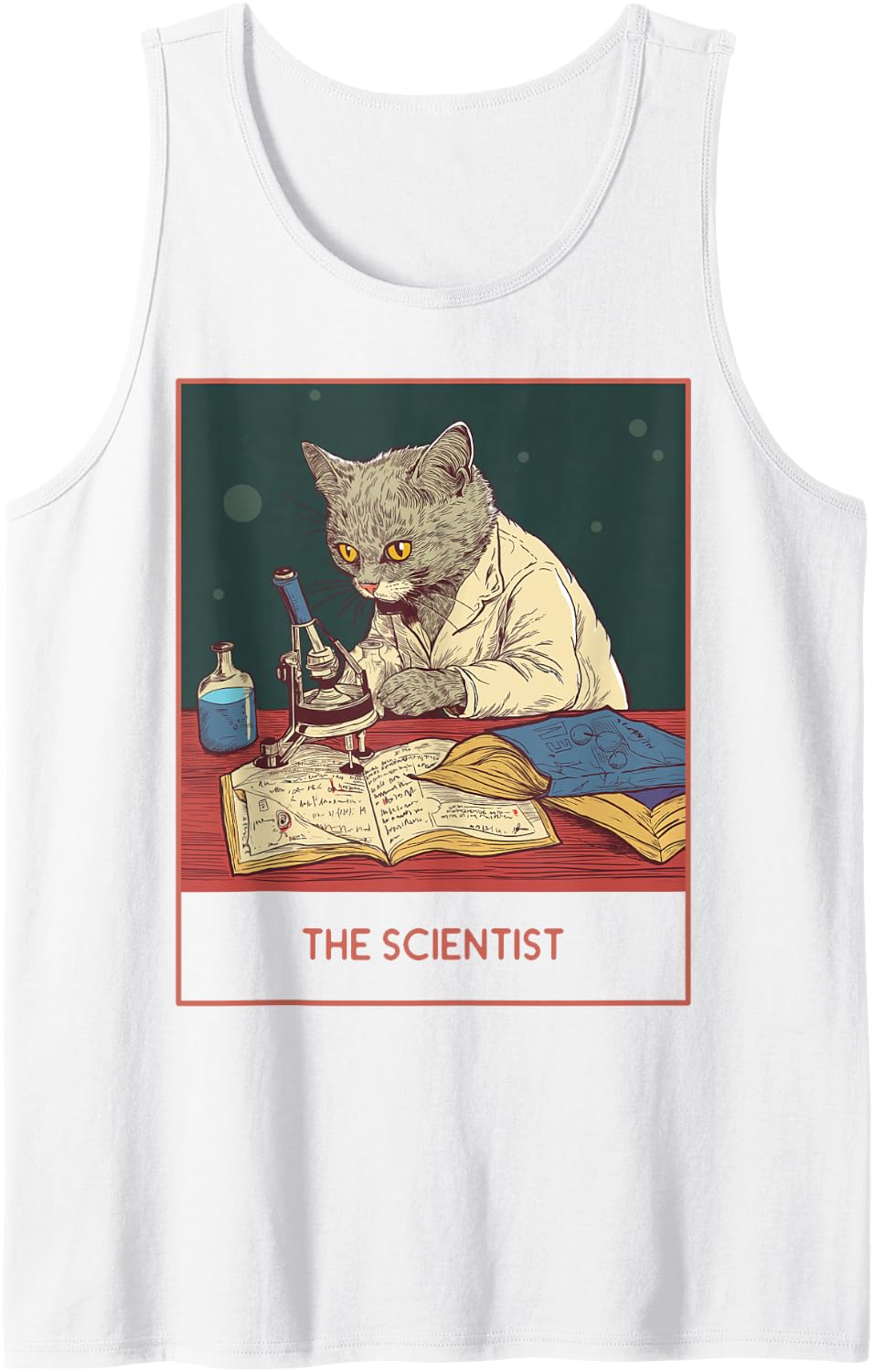 The cat Laboratory Science, Fun White lab Coat cat Sleeveless Tank Top - White