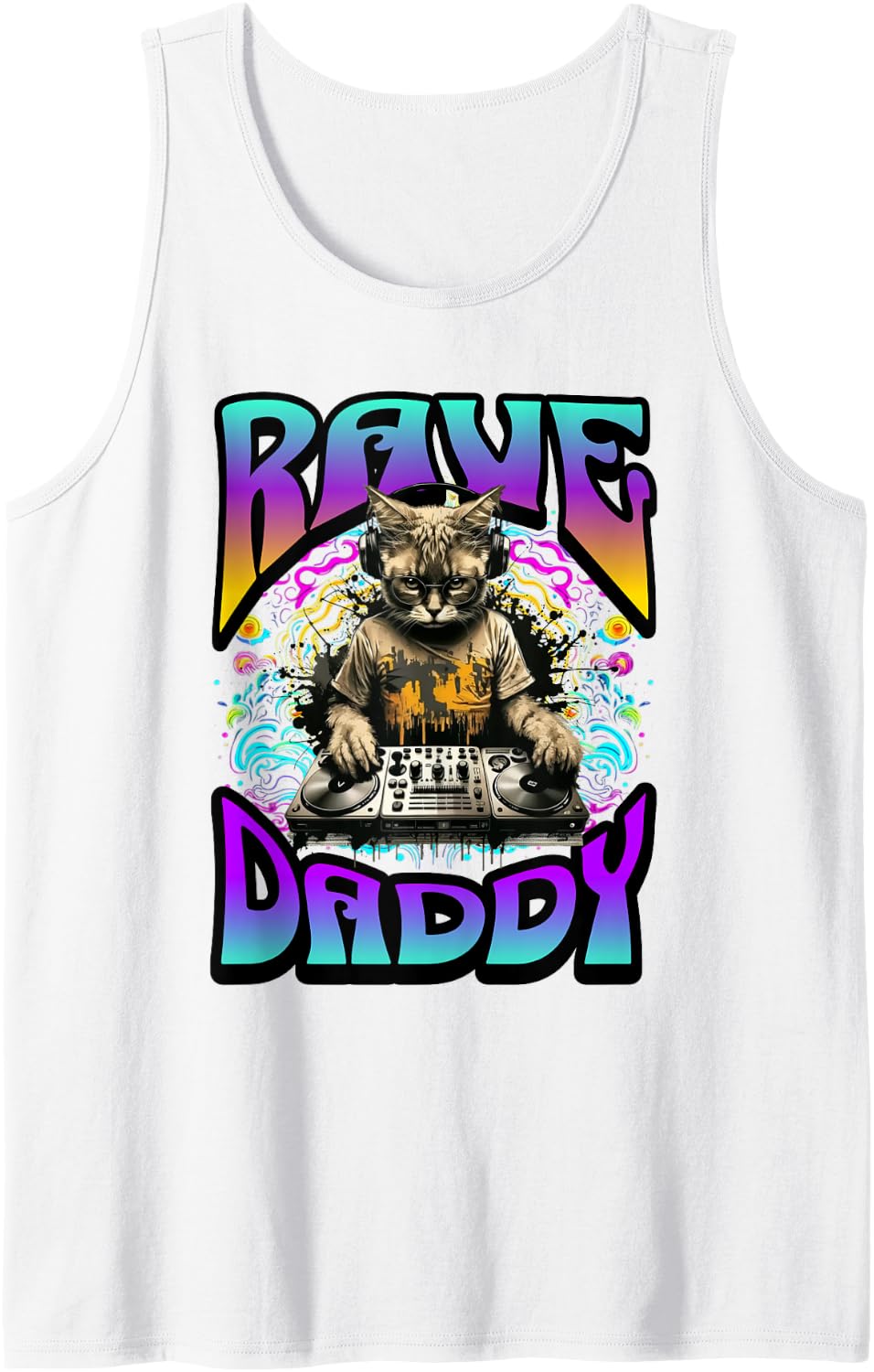 Rave Daddy EDM and Raving Father Music Festivals Electro DJ Tank Top - White