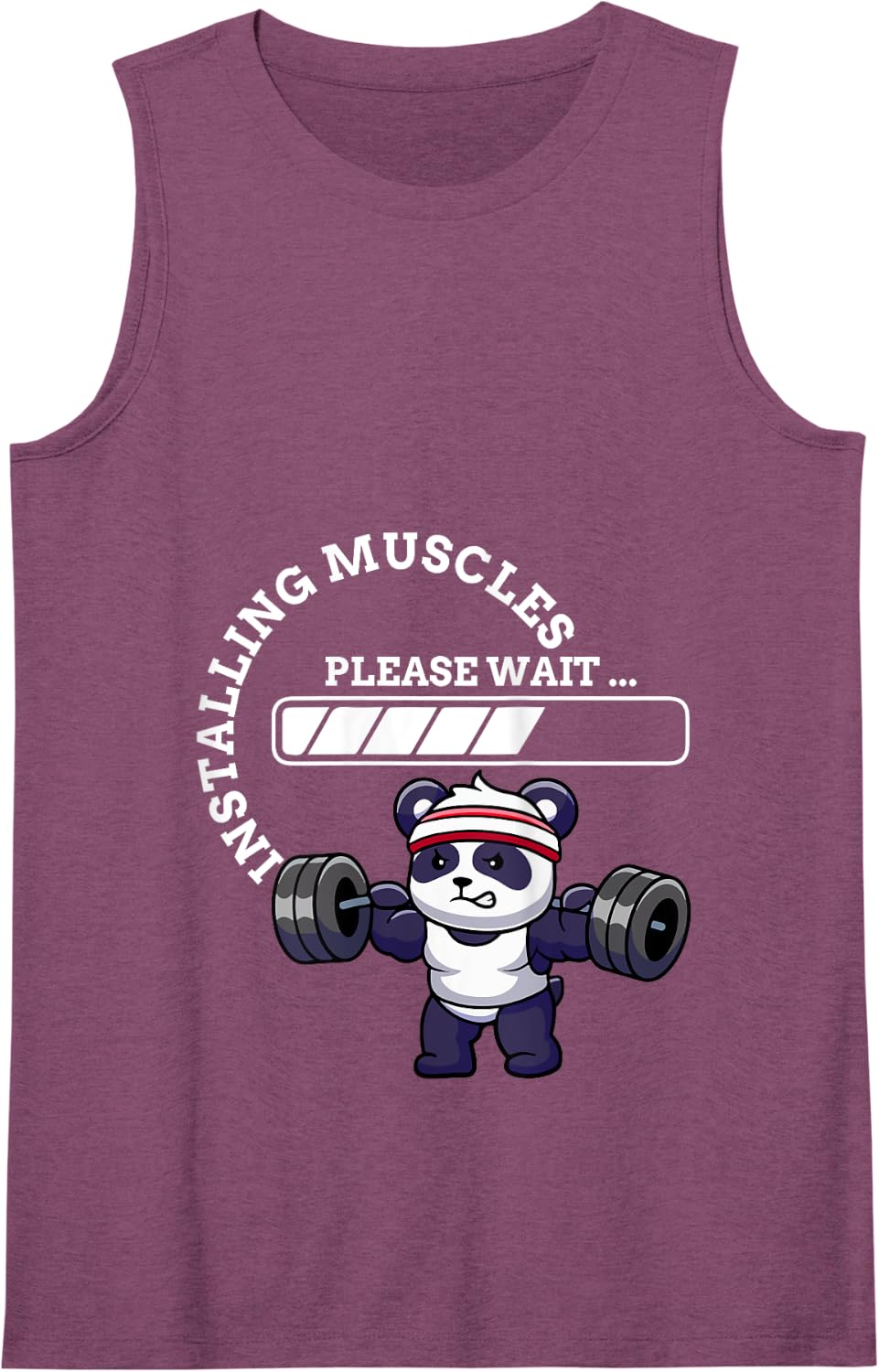 Muscle Building Fitness Panda Weight Lifting Barbell Workout Tank Top - Purple