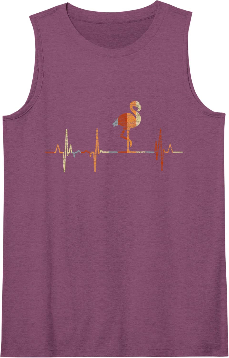 Flamingo Heartbeat Vintage ECG Cardiogram Retro Sleeveless Tank Top - Purple