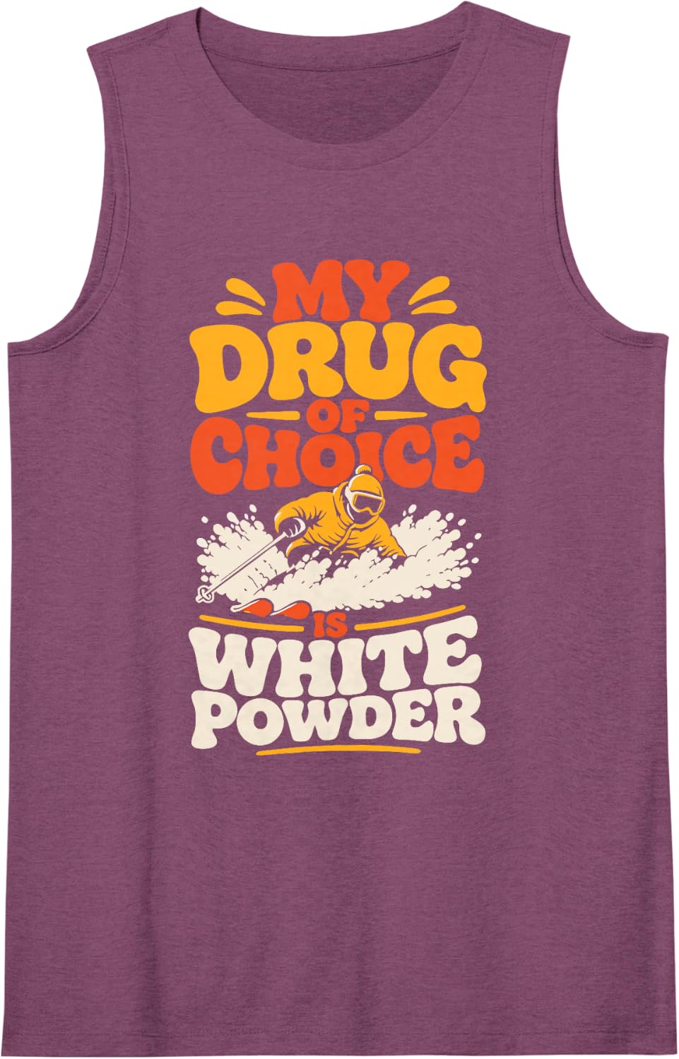 Powder Days Skiing Alpine Winter Sports Skier Sleeveless Tank Top - Purple