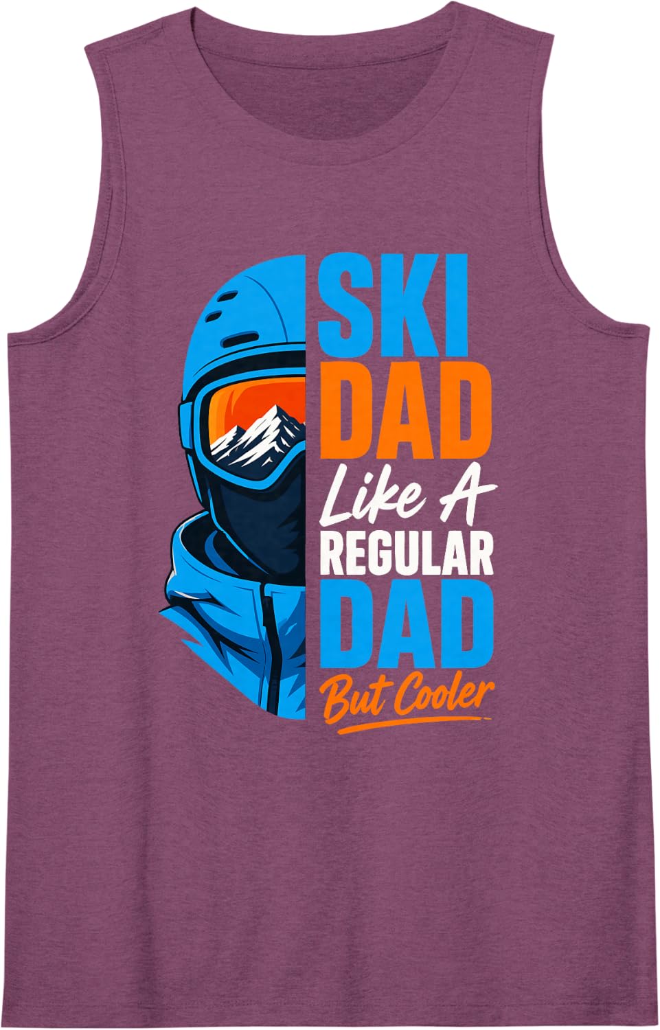 Dad Skiing Father Alpine Winter Sports Skier Sleeveless Tank Top - Purple