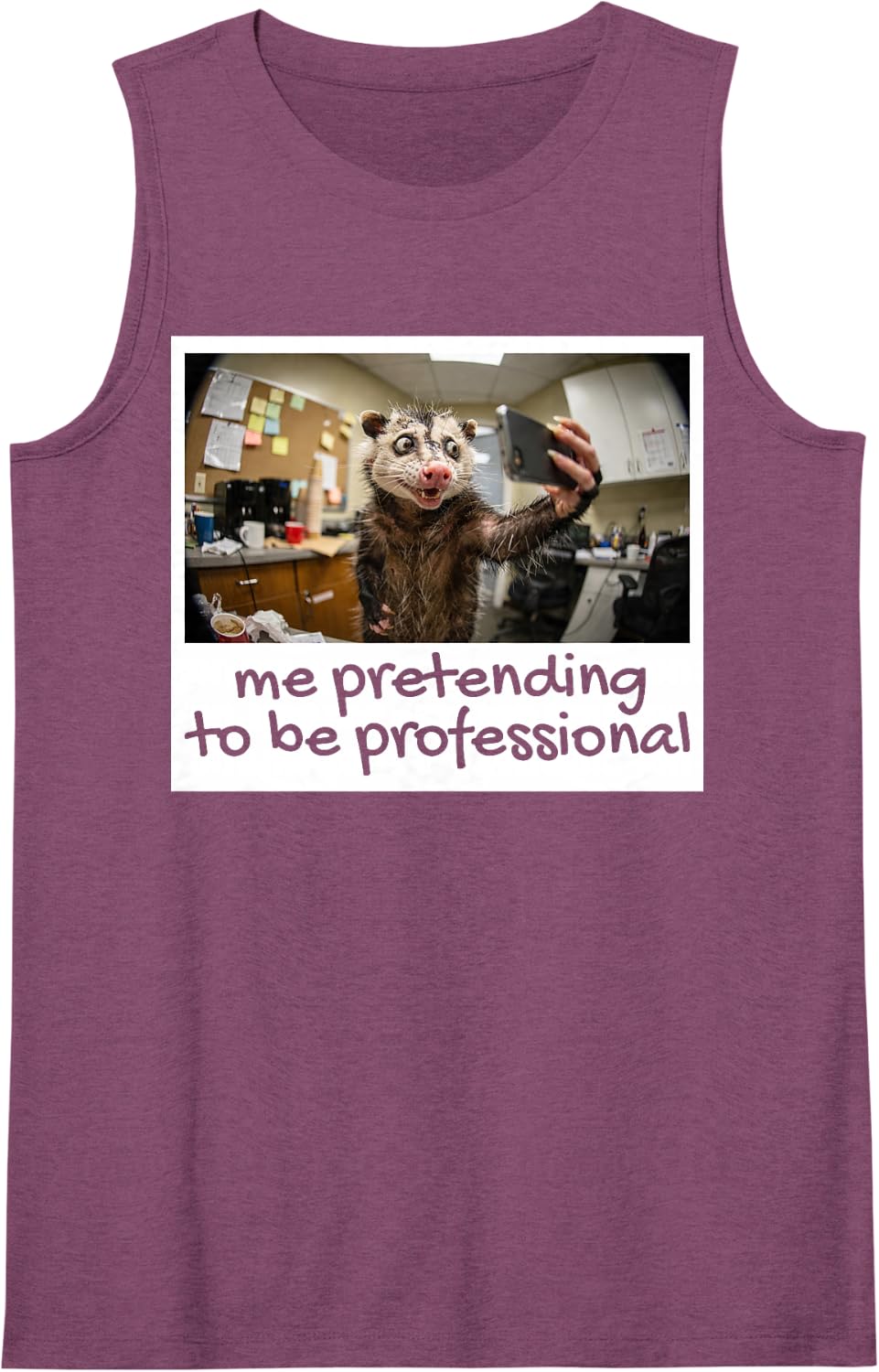 Me Pretending to Be Professional Funny Opossum Meme Sleeveless Tank Top - Purple