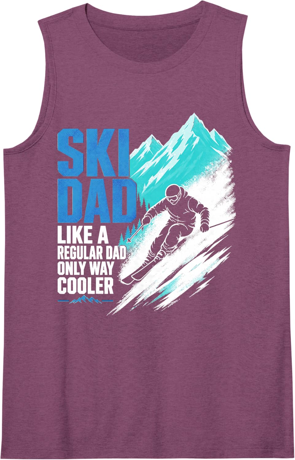 Skiing Dad Winter Sports Father Skier Sleeveless Tank Top - Purple