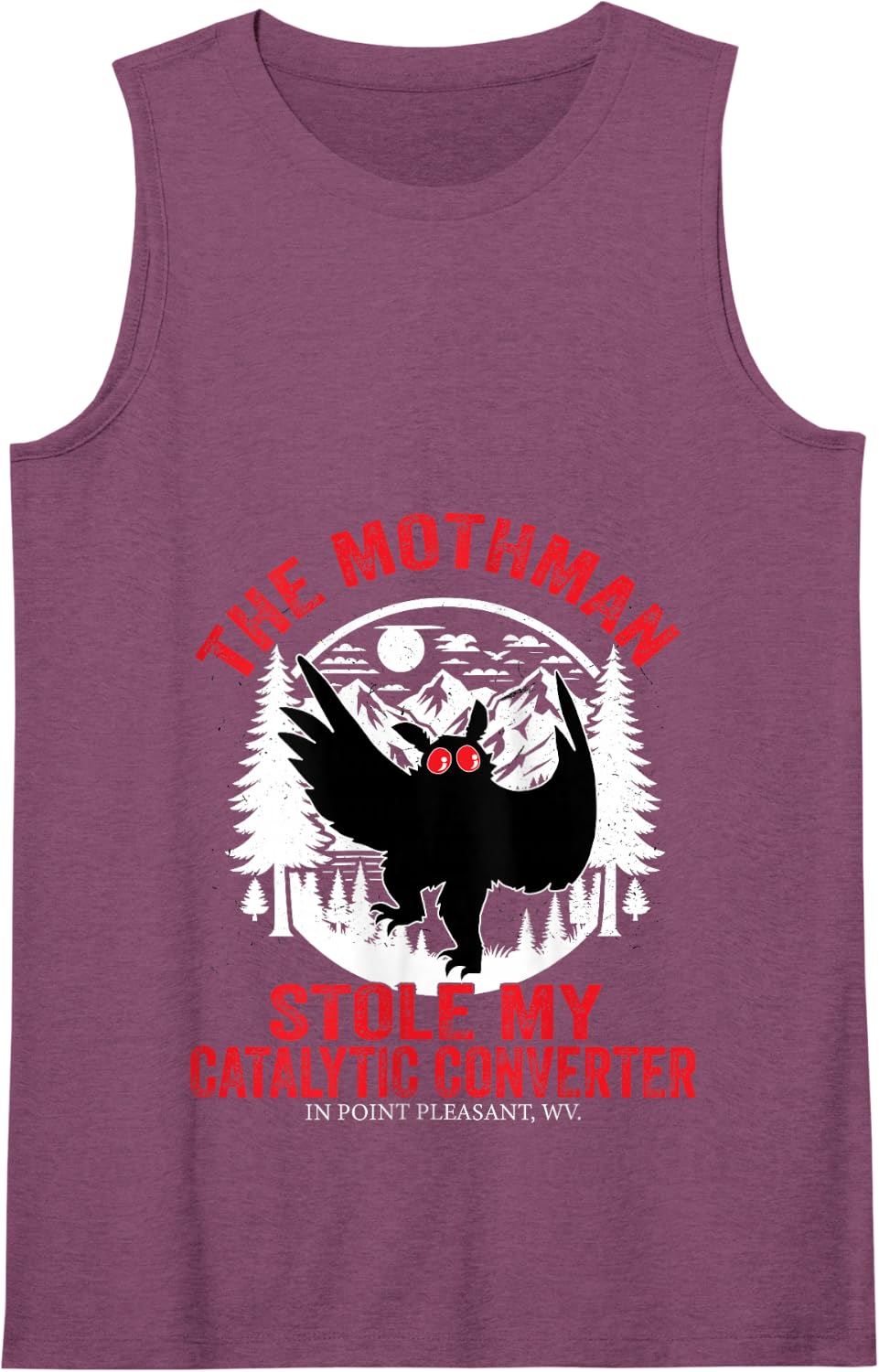Funny Mothman Stole My Catalytic Converter Mothman Cryptid Tank Top - Purple