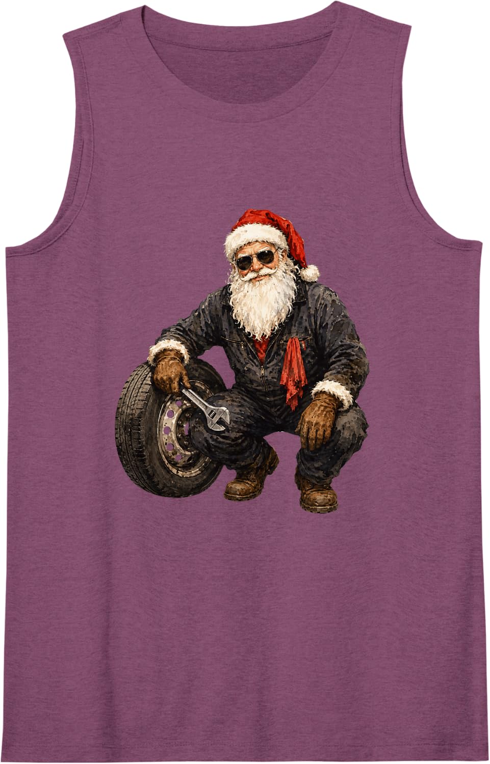 Santa Mechanic Funny Christmas Auto Repair Garage Humor Tank Top - Purple