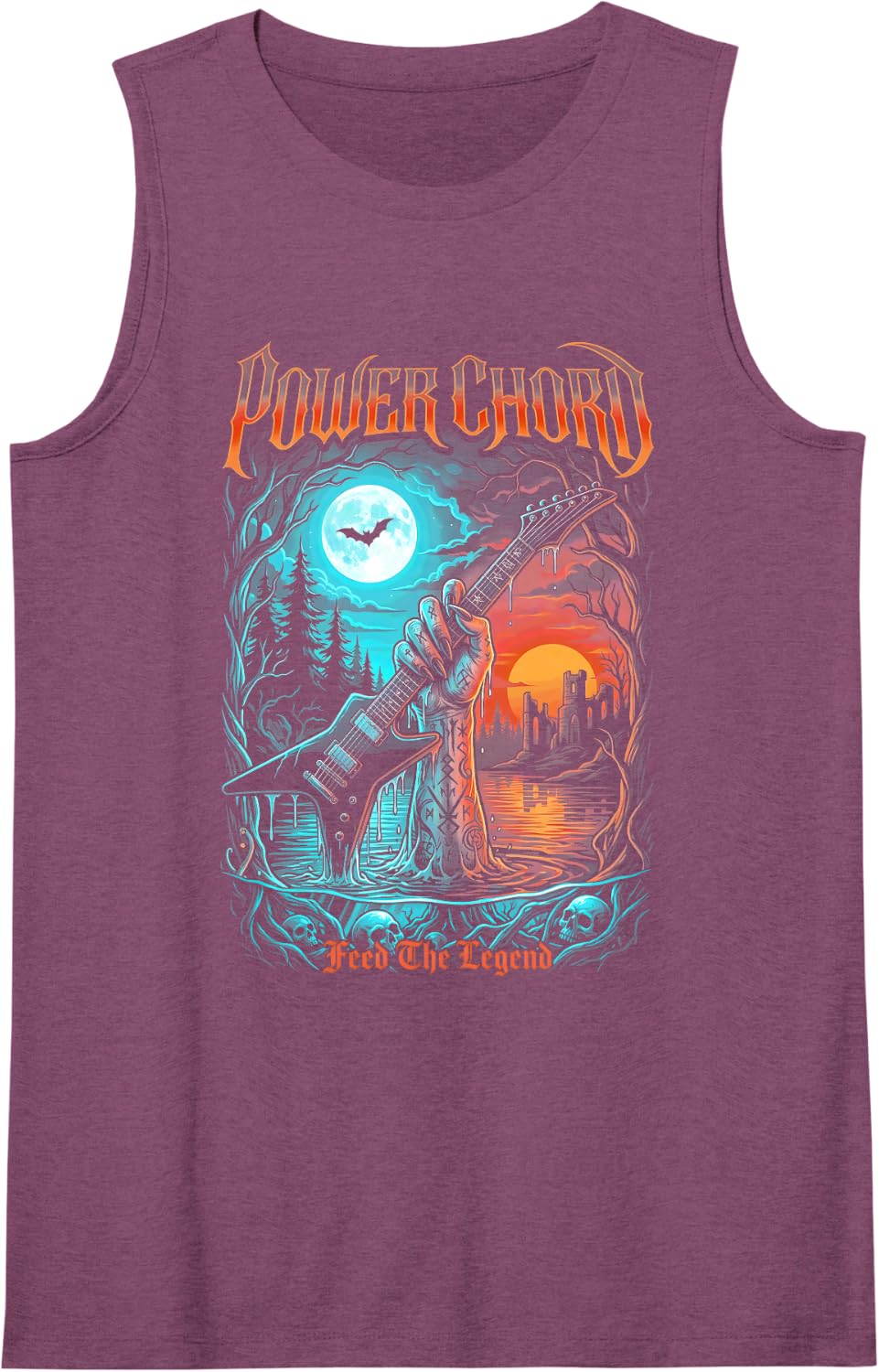 Electric Guitar Guitarist Power Chord Heavy Metal Music Lake Tank Top - Purple