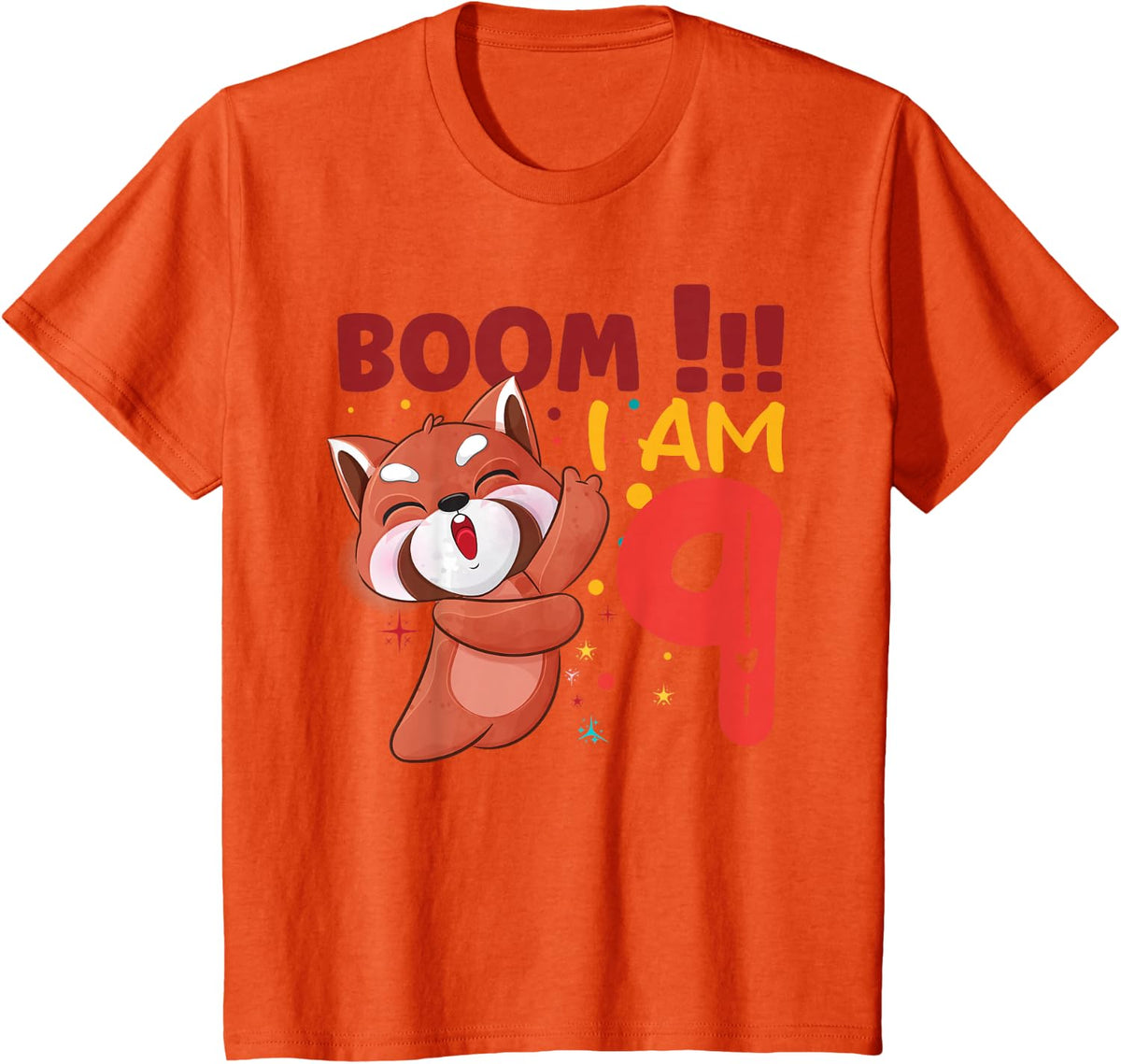 Kids Dabbing Birthday Boy Red Panda 9th Birthday 9 Years Old T-Shirt - Orange