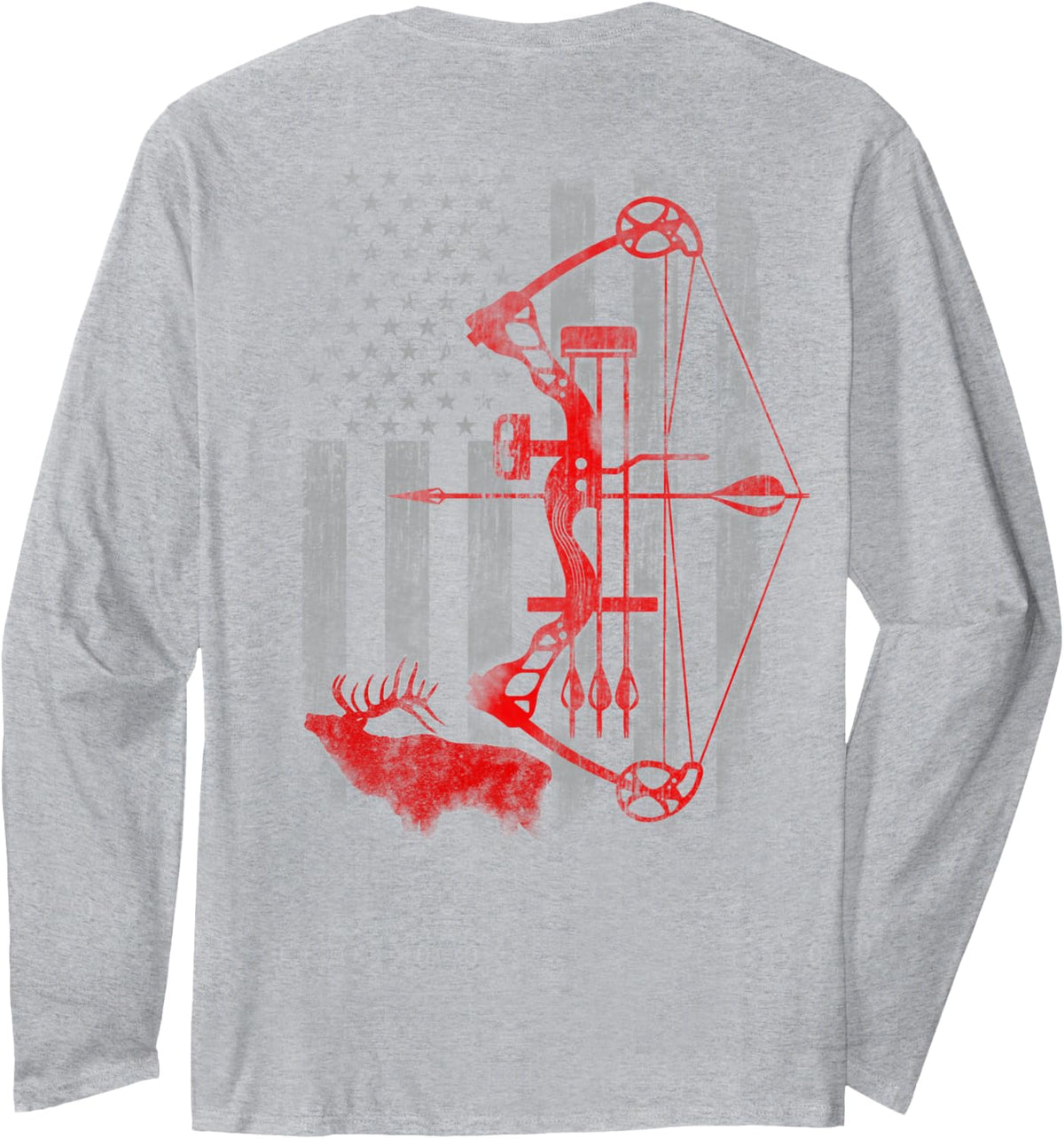 Bow Deer hunting flag Archery Long Sleeve T-Shirt - Adult Unisex Heather Grey