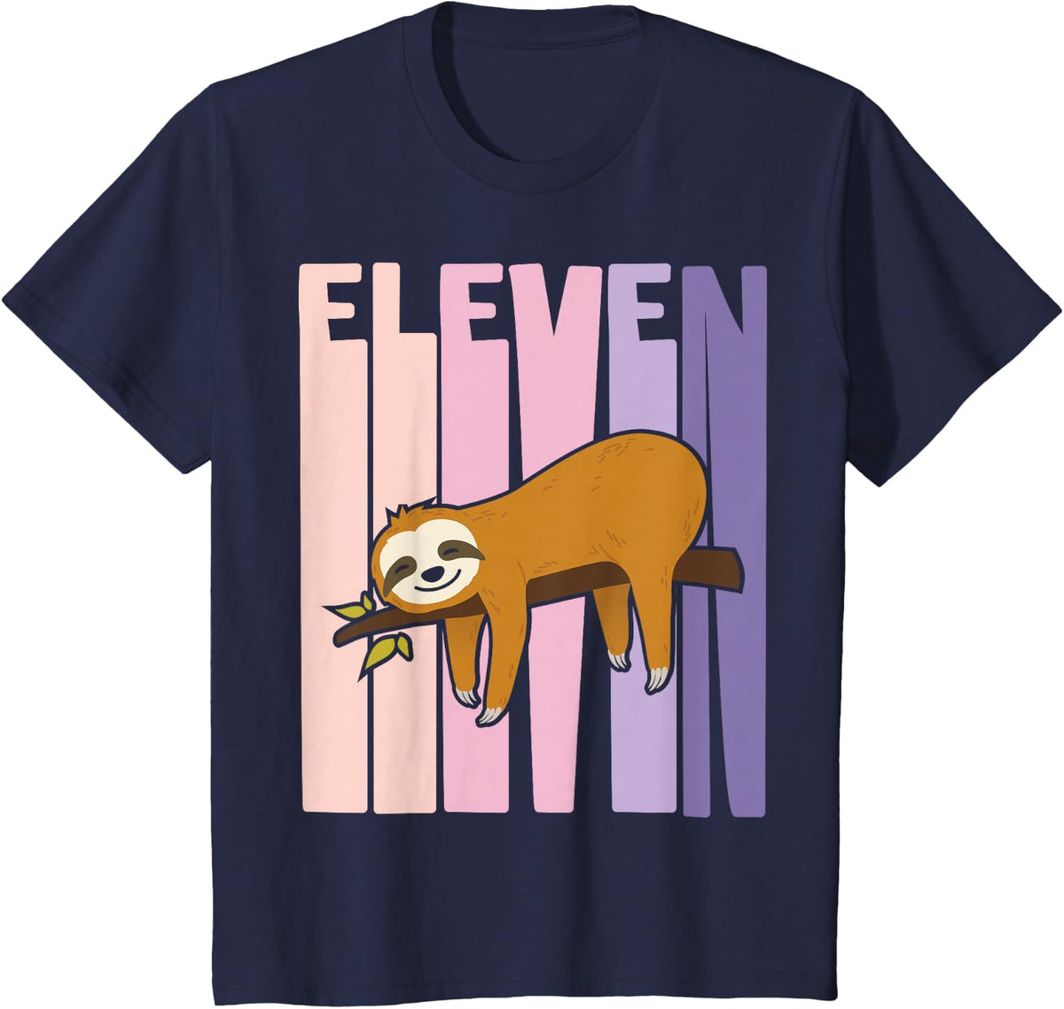 11 Year Old Cute Sloth Birthday Girl 11th B-day T-Shirt - Navy Blue