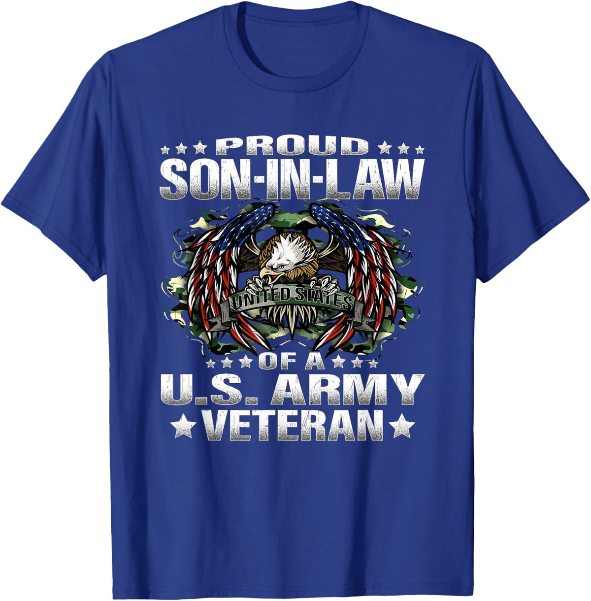 Proud Son-In-Law Of A US Army Veteran Vet's Family T-Shirt - Royal Blue