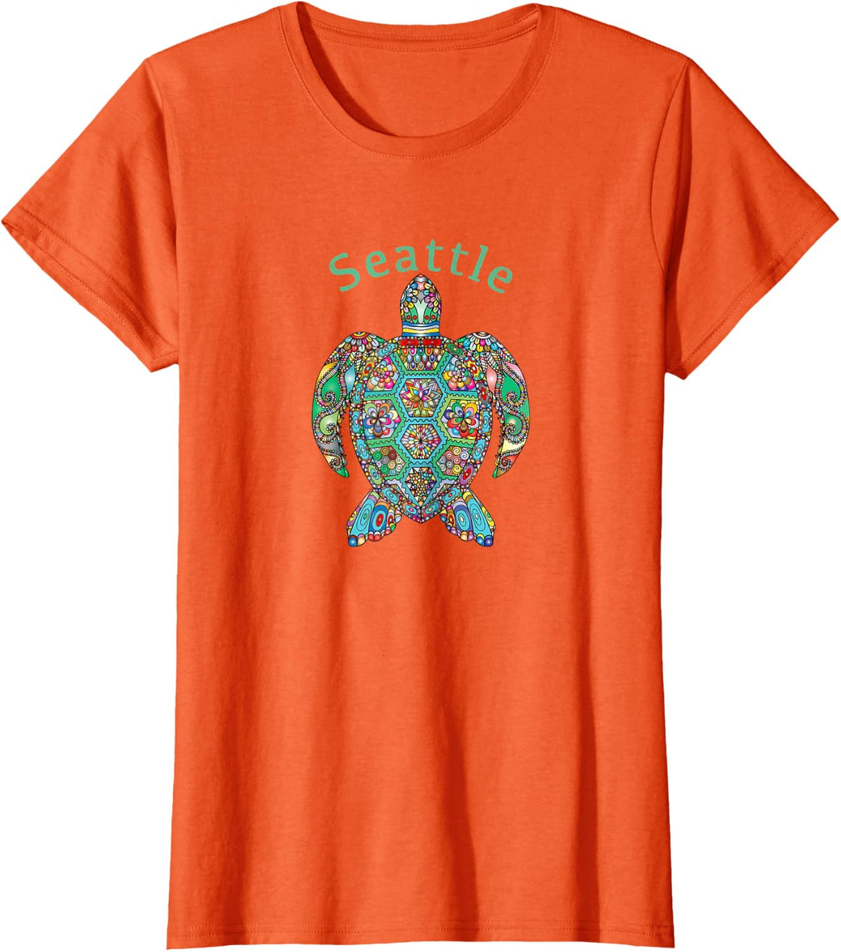 Seattle T-Shirt Tribal Turtle Gift T-Shirt - Orange