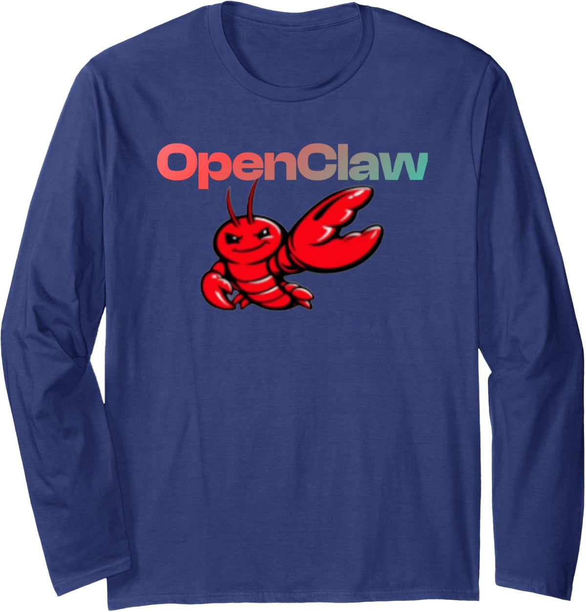 OpenClaw Open Claw Lobster AI Long Sleeve T-Shirt - Adult Unisex Navy Blue