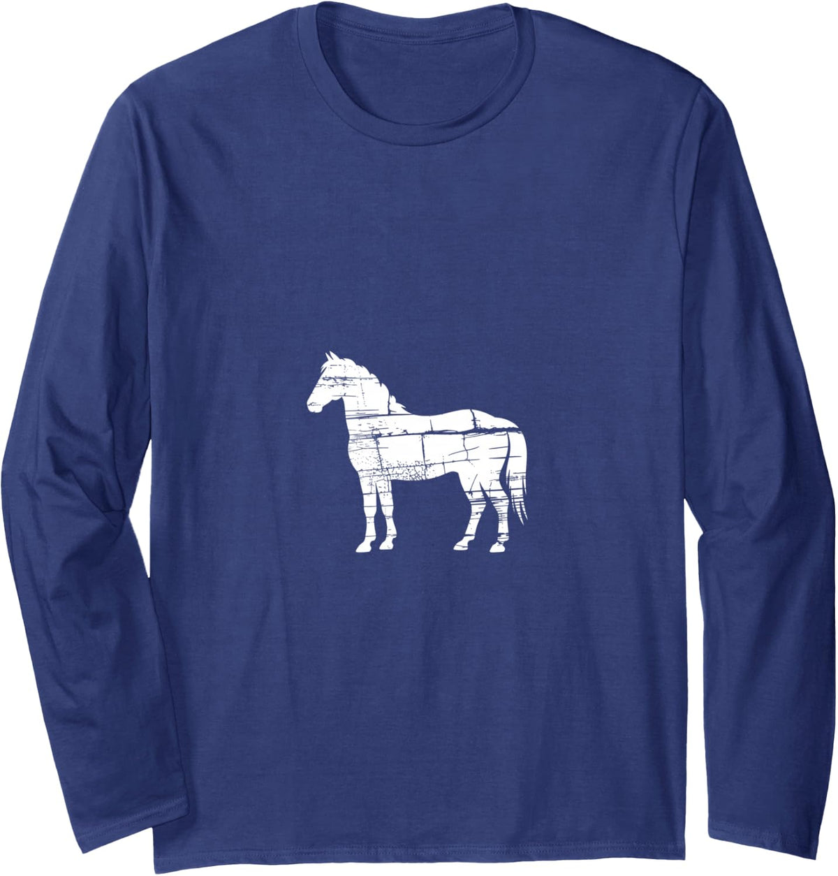 Horse Silhouette Vintage Long Sleeve T-Shirt - Adult Unisex Navy Blue