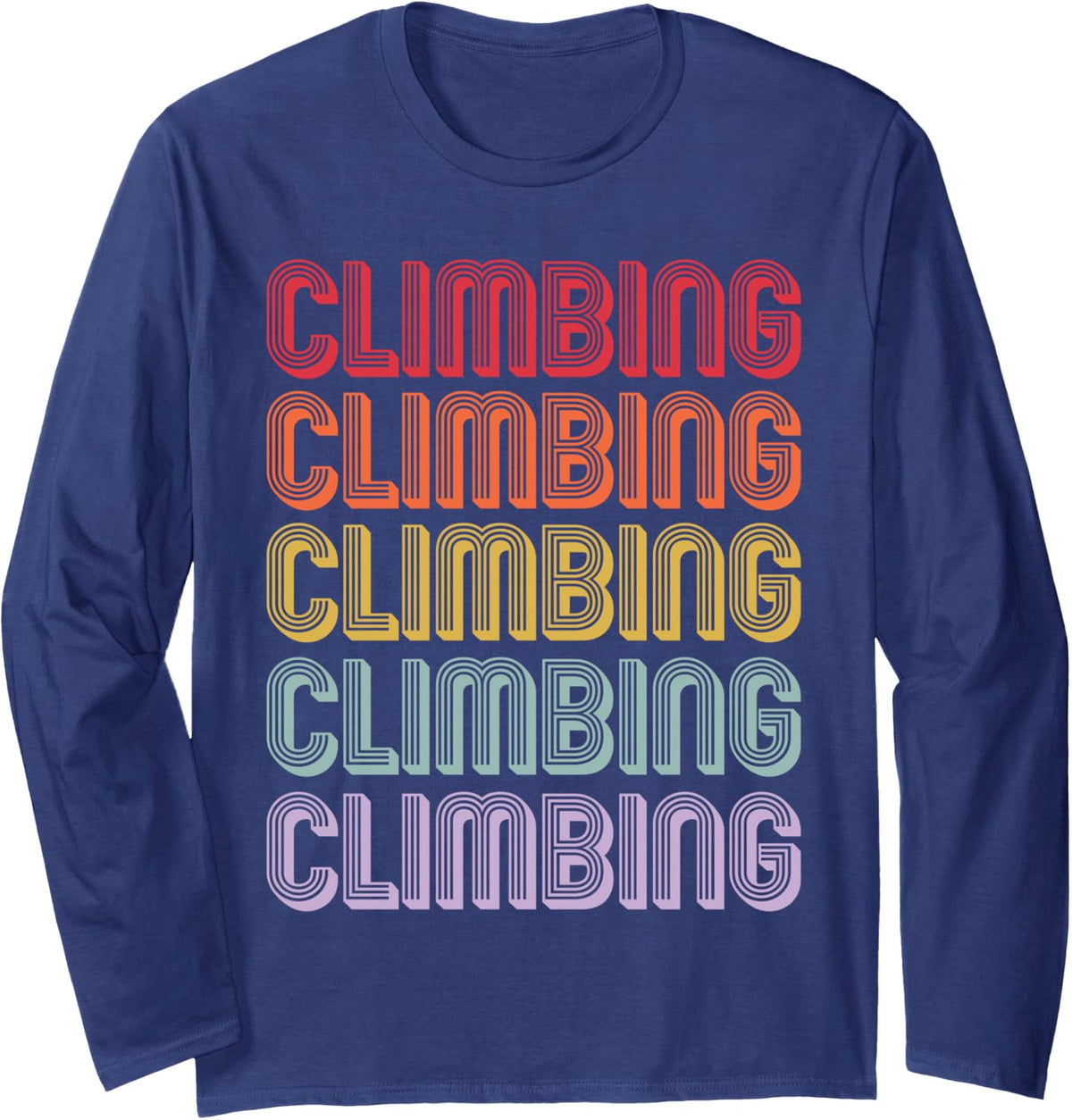 Climbing Long Sleeve T-Shirt - Adult Unisex Navy Blue