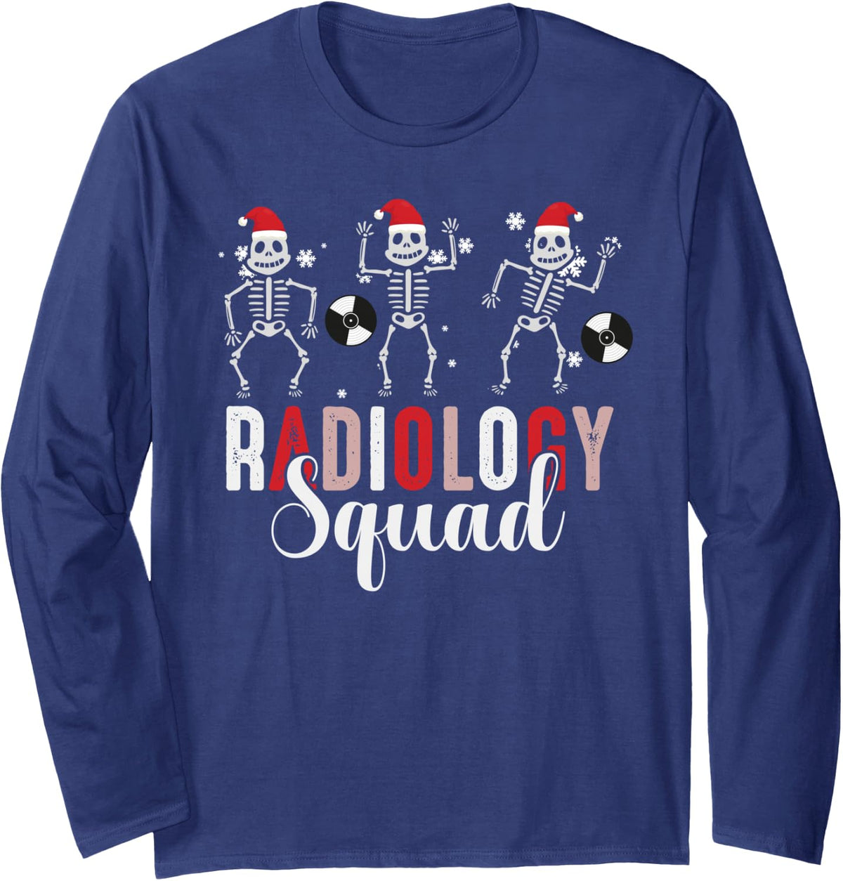 Radiology Squad Medical Crew Christmas 2026 XRay Tech Pajama Long Sleeve T-Shirt - Adult Unisex Navy Blue