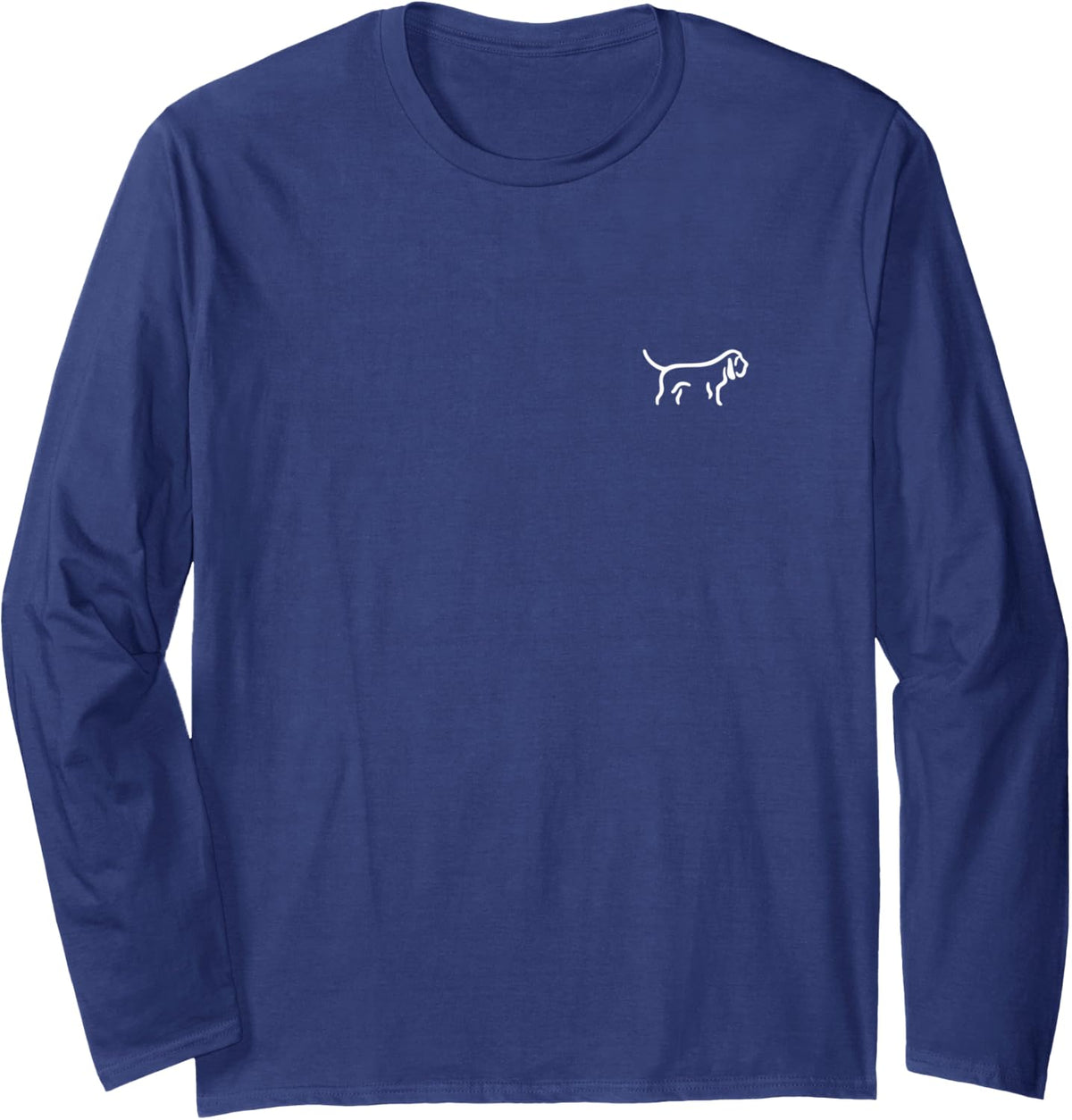 Simple Minimalist Badge Patch Line Art Bloodhound Long Sleeve T-Shirt - Adult Unisex Navy Blue