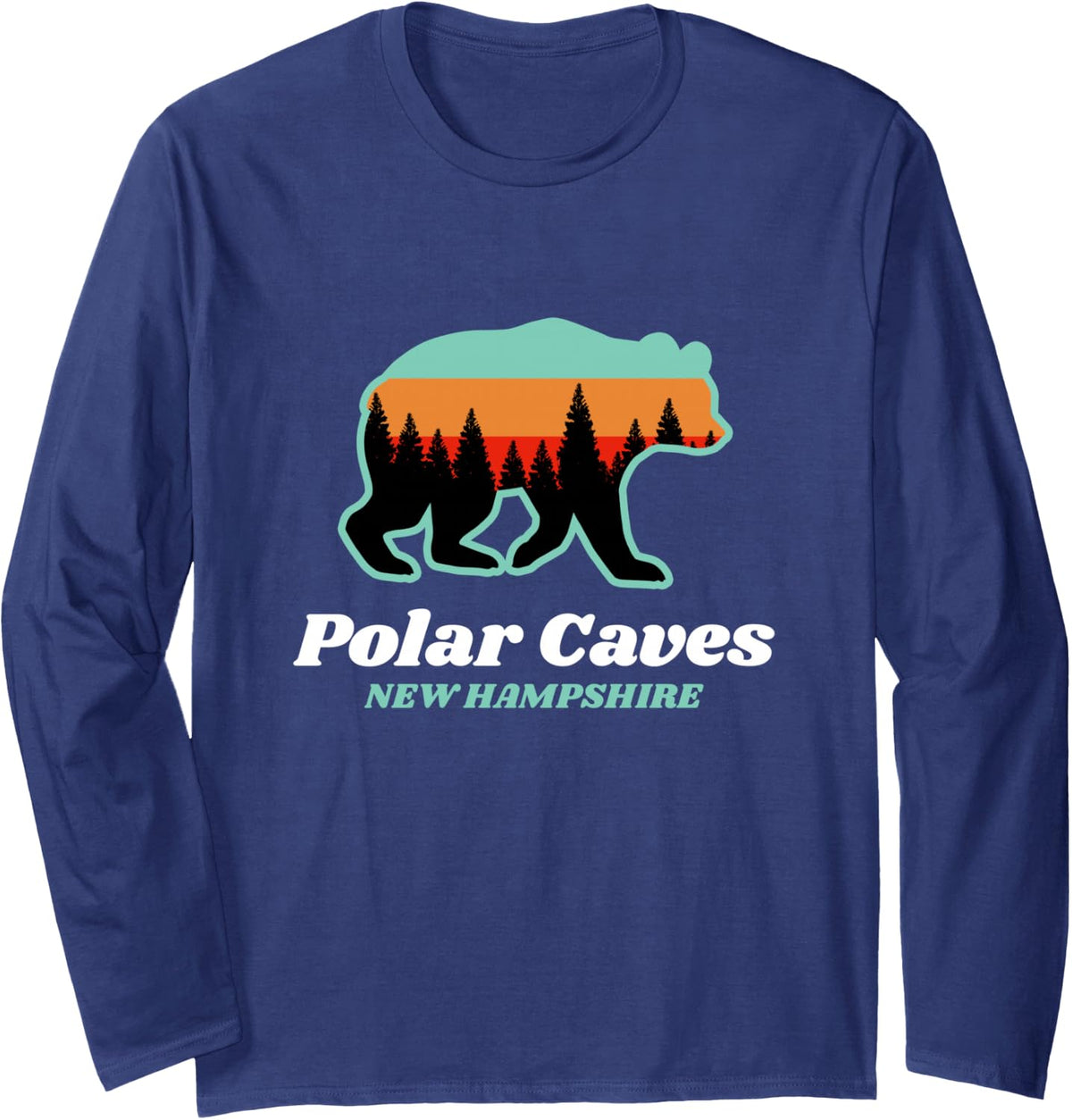 Polar Caves Park New Hampshire Bear Mountains Country Long Sleeve T-Shirt - Adult Unisex Navy Blue