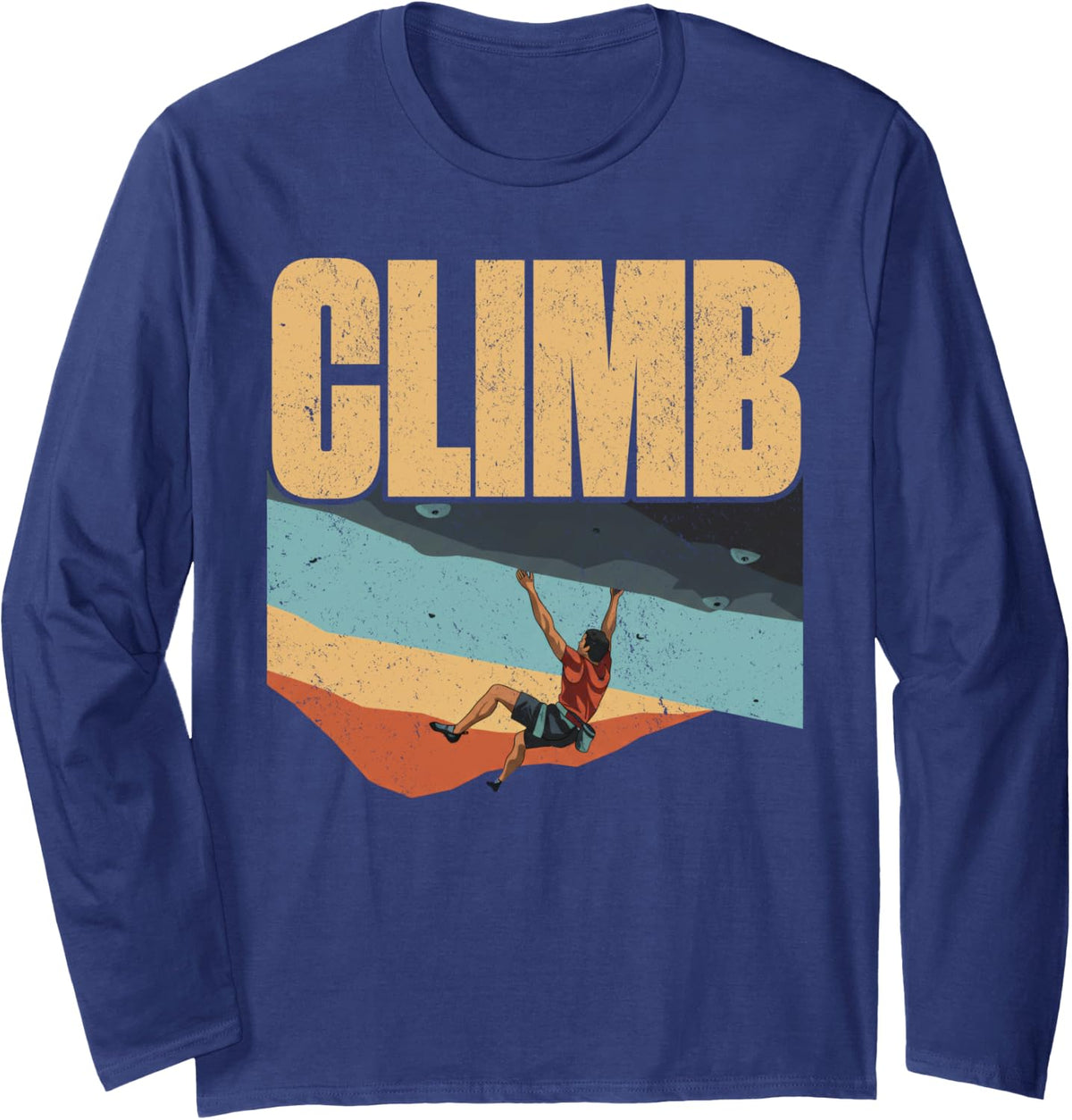 Climb climbing for men climber retro vintage Long Sleeve T-Shirt - Adult Unisex Navy Blue