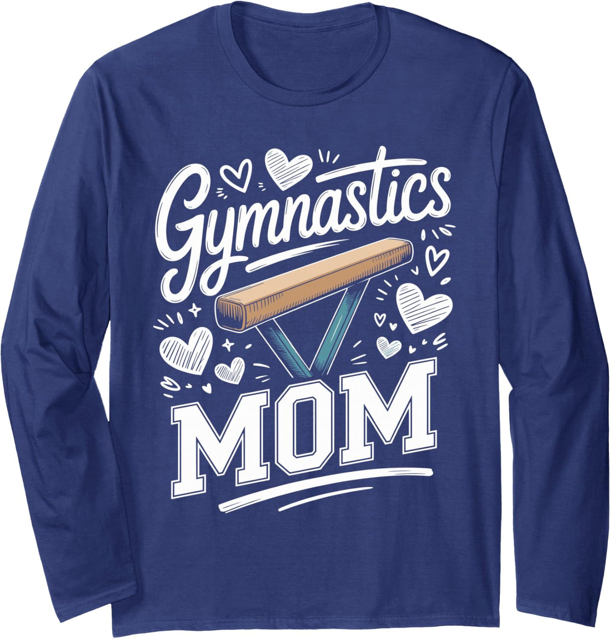 Gymnastics Mom Gymnast Mother Long Sleeve T-Shirt - Adult Unisex Navy Blue