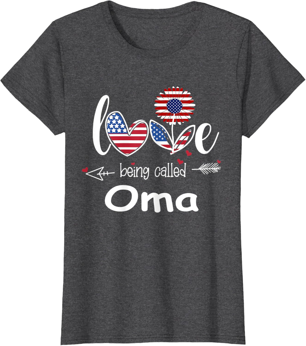 Womens Love being called Oma Independence Day T-Shirt - Dark Heather Grey
