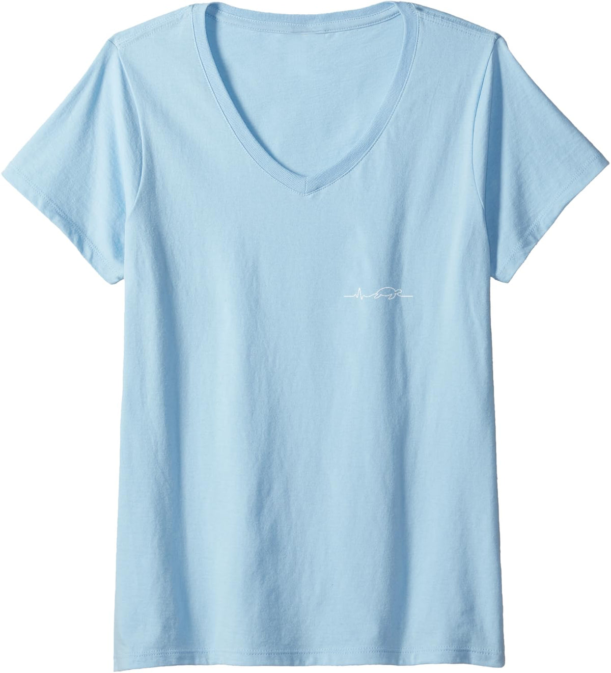Women's Turtle Heartbeat Minimalist Animal Lover Design V-Neck T-Shirt - Baby Blue