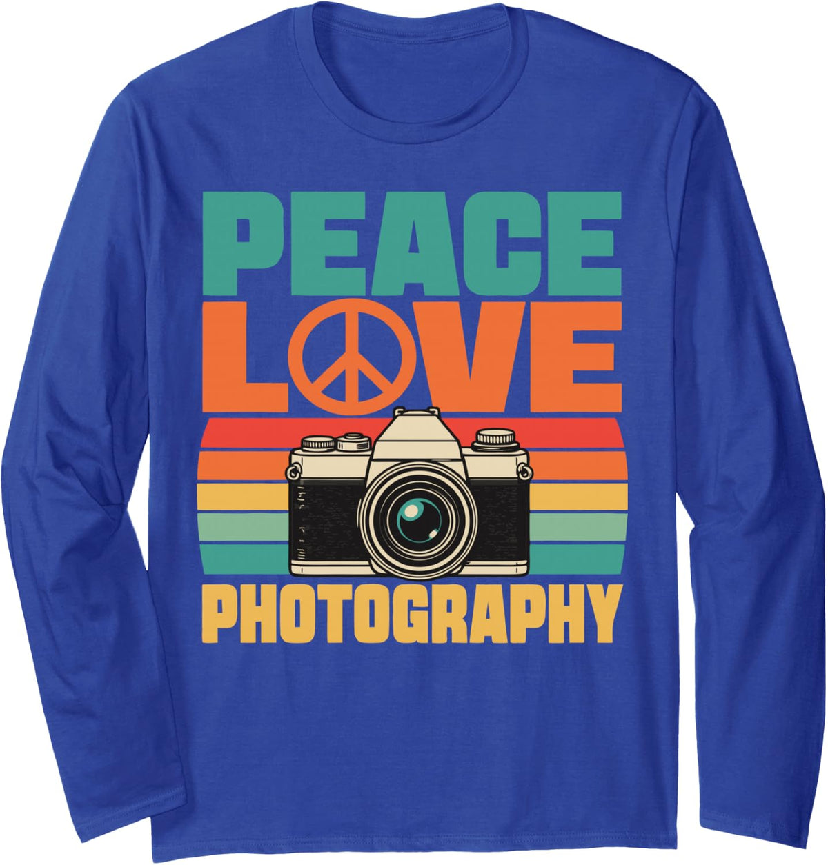 Vintage Photography Camera Photographer Long Sleeve T-Shirt - Adult Unisex Royal Blue
