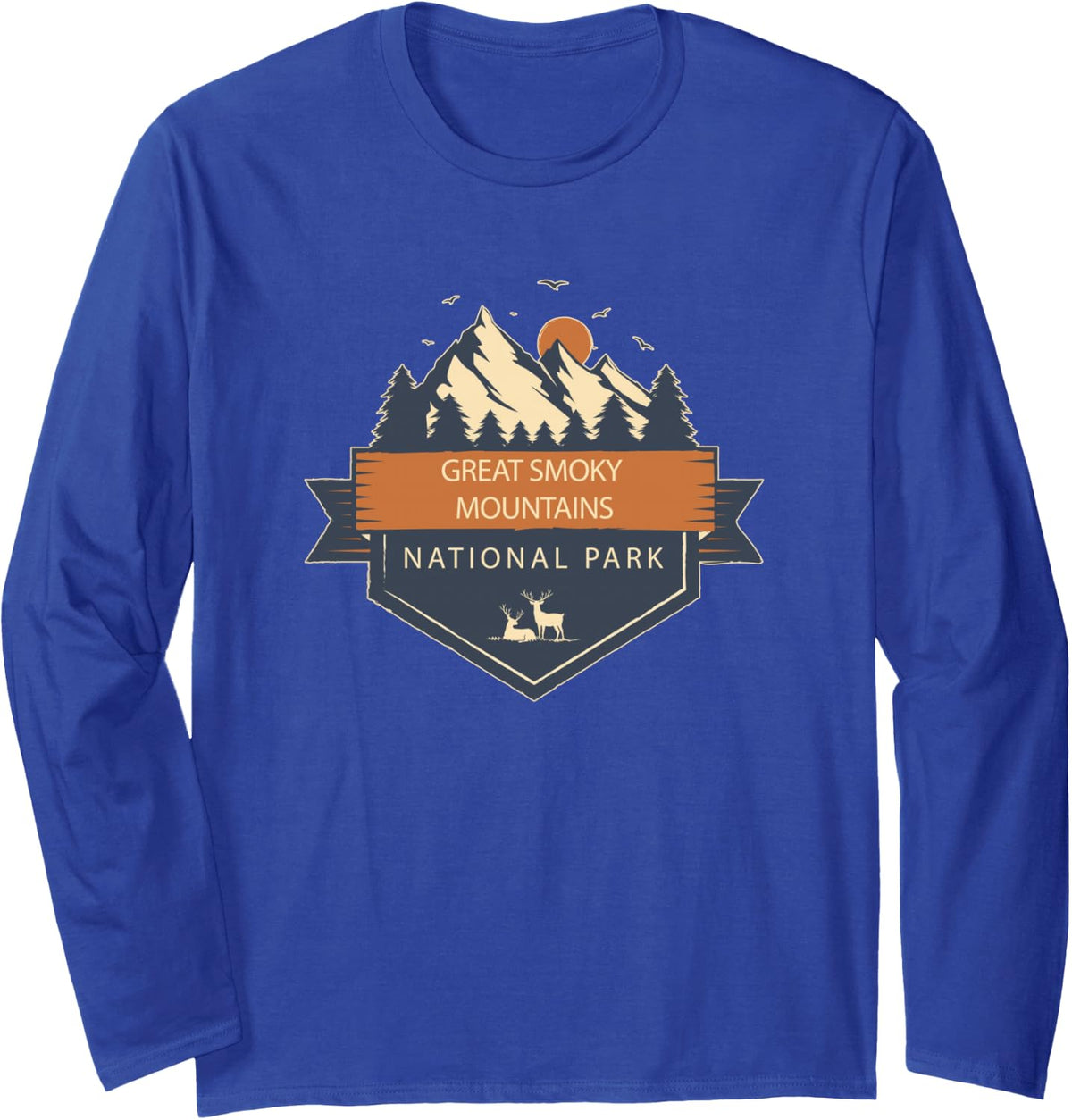 Great Smoky Mountains National Park Long Sleeve T-Shirt - Adult Unisex Royal Blue