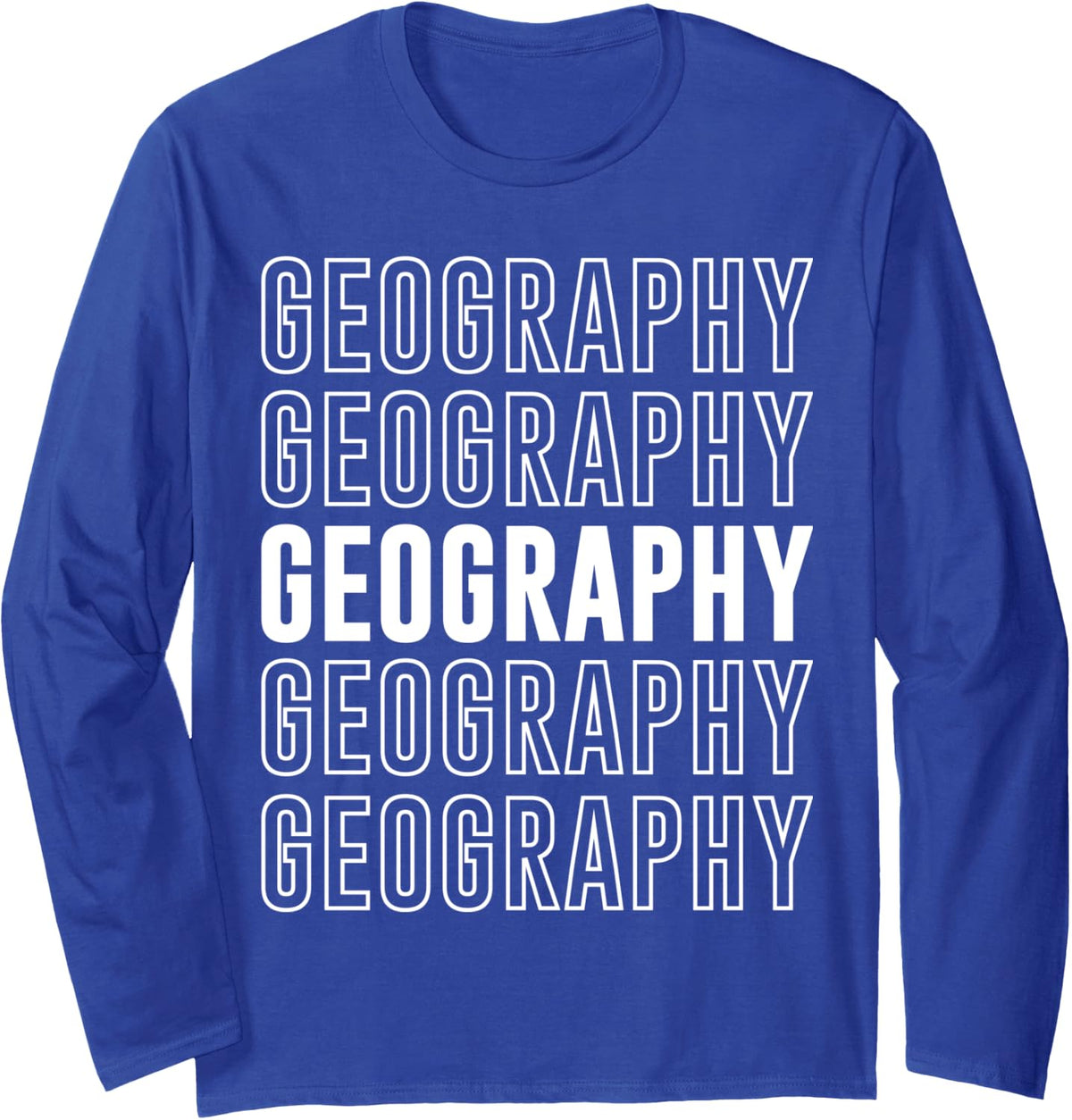 Geography Long Sleeve T-Shirt - Adult Unisex Royal Blue