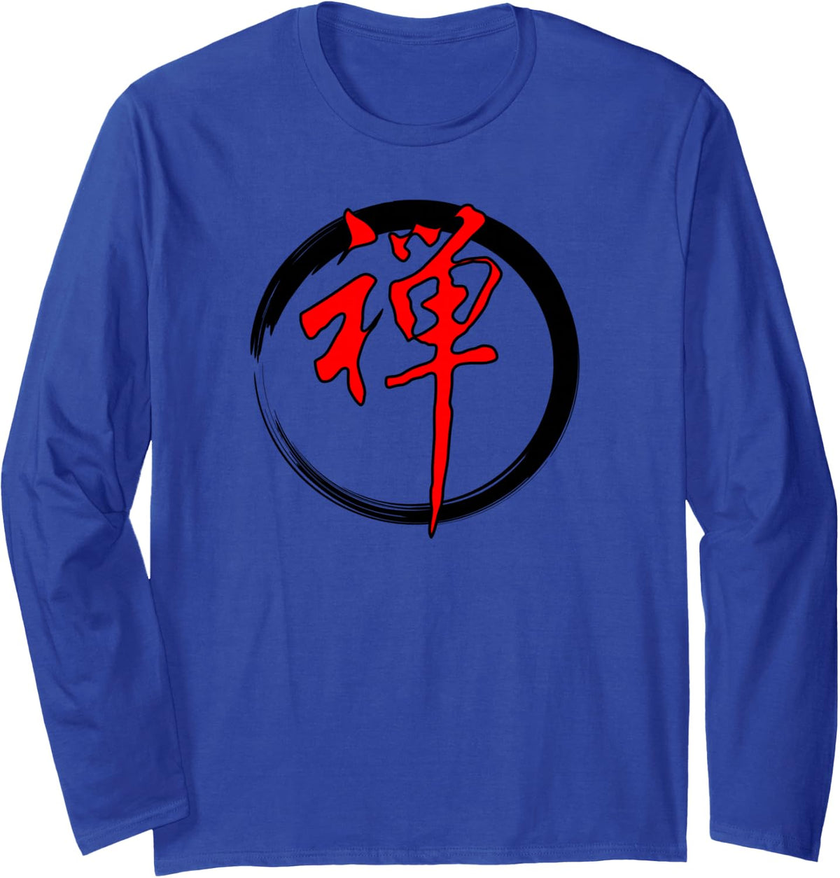 Zen Symbol Enzo Circle Harmonious Elegance Buddhist Japanese Long Sleeve T-Shirt - Adult Unisex Royal Blue