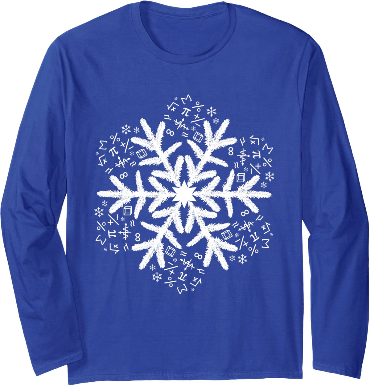 Mathematics Snowflake Christmas Math Long Sleeve T-Shirt - Adult Unisex Royal Blue