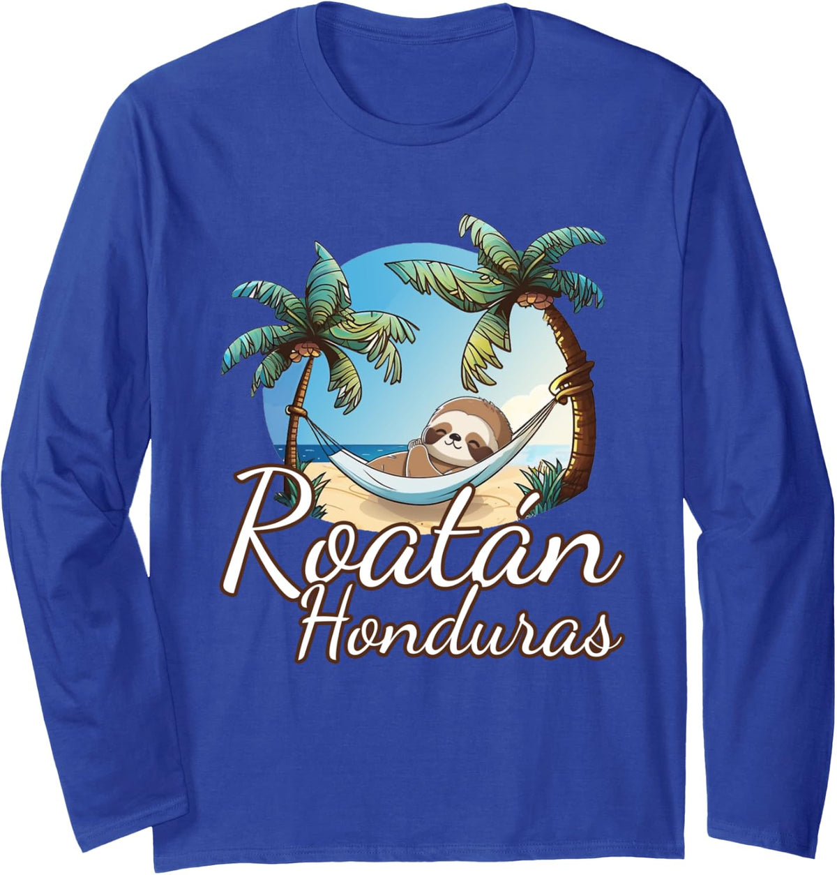 Roatan Sloth Animal Lovers For Men Women Kids Long Sleeve T-Shirt - Adult Unisex Royal Blue