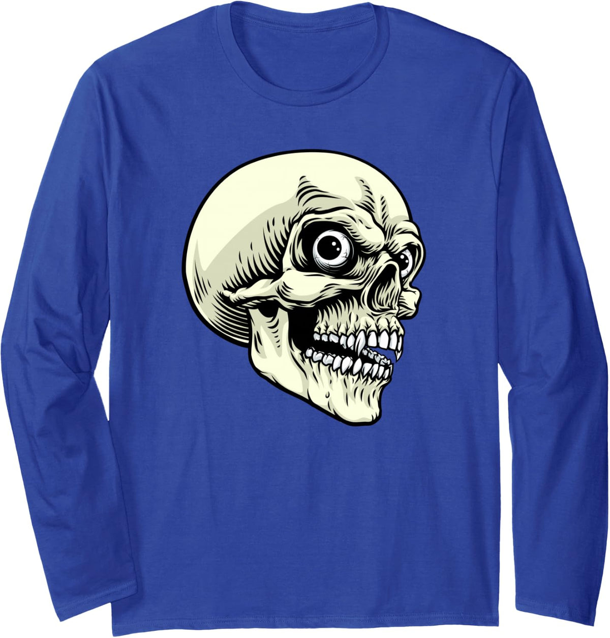 Grim Reaper Skull Horror Skeleton Scary Halloween Design Long Sleeve T-Shirt - Adult Unisex Royal Blue