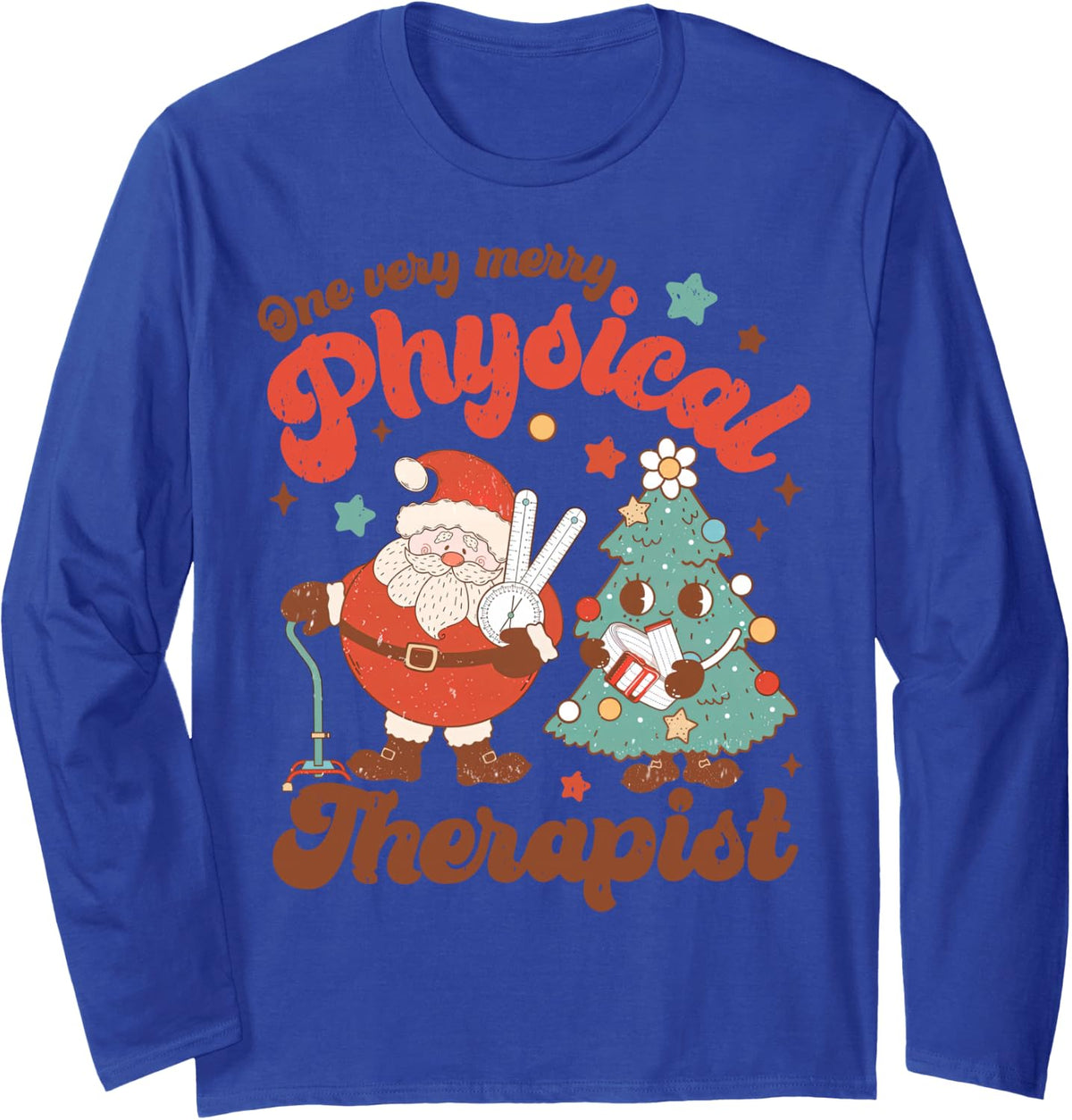 One Very Merry Physical Therapist PT Therapy Santa Christmas Long Sleeve T-Shirt - Adult Unisex Royal Blue