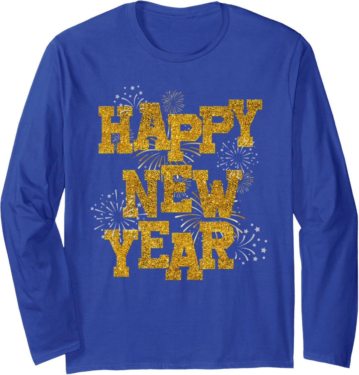 Happy New Year Confetti Fireworks New Year's Eve Party Long Sleeve T-Shirt - Adult Unisex Royal Blue