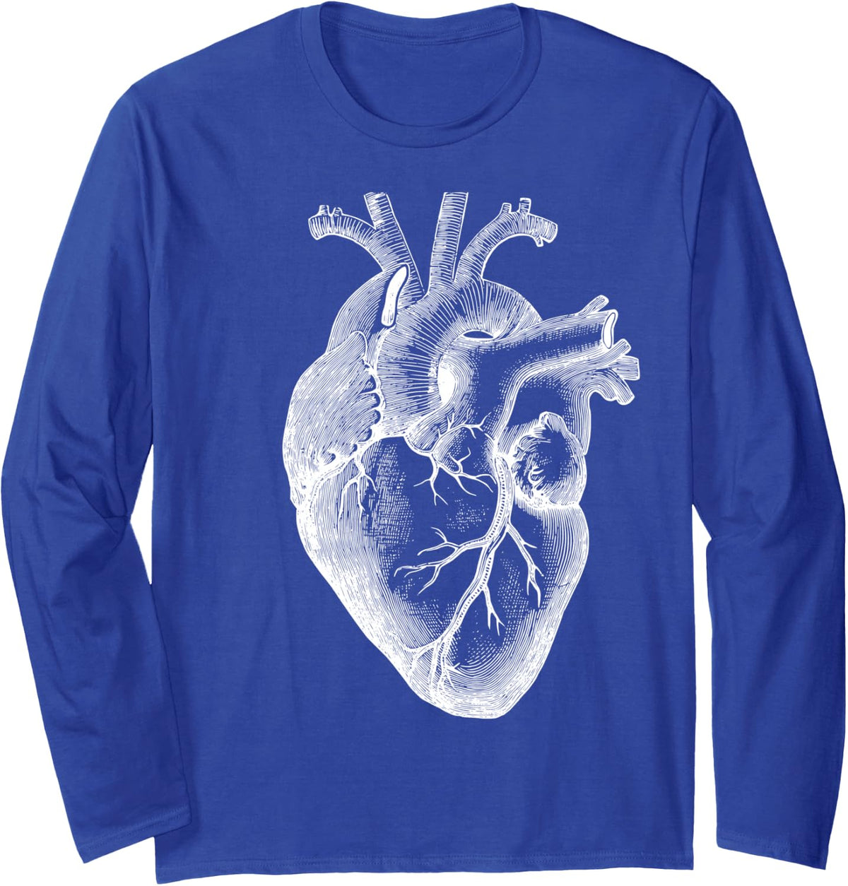 Anatomical Human Heart Doctor Gift Heart Anatomy Long Sleeve T-Shirt - Adult Unisex Royal Blue