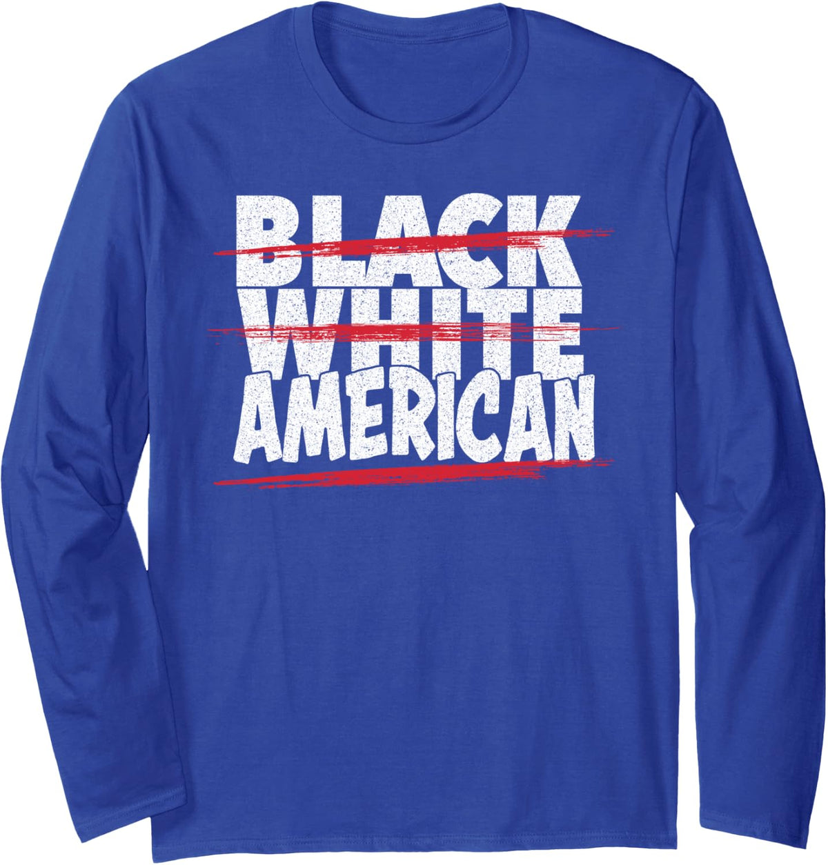 Black White American Long Sleeve T-Shirt - Adult Unisex Royal Blue