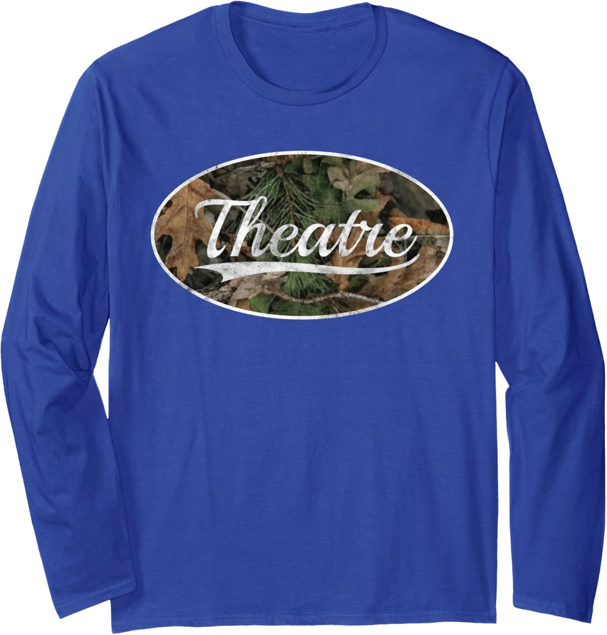 Theatre Camouflage Actor Drama Throwback Long Sleeve T-Shirt - Adult Unisex Royal Blue