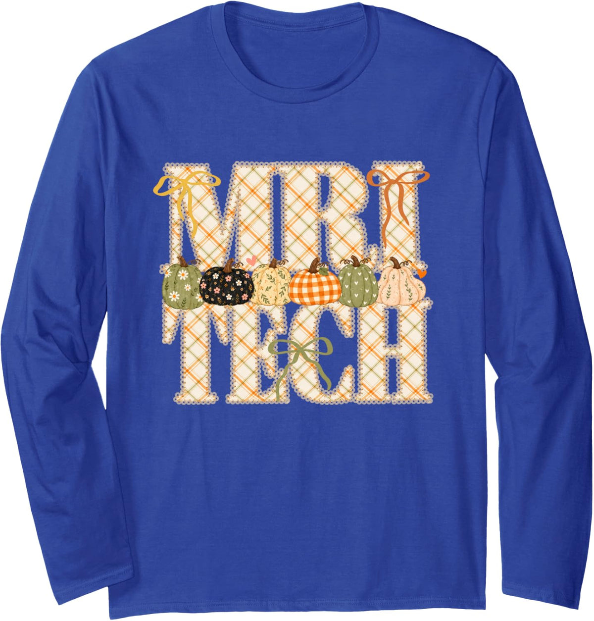 Fall MRI Tech Autumn Pumpkins Magnetic Resonance Imaging Long Sleeve T-Shirt - Adult Unisex Royal Blue