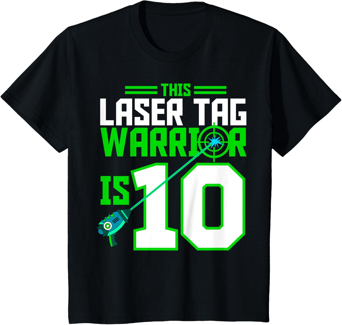 This Laser Tag Warrior is 10 Gaming Birthday Party T-Shirt - Black